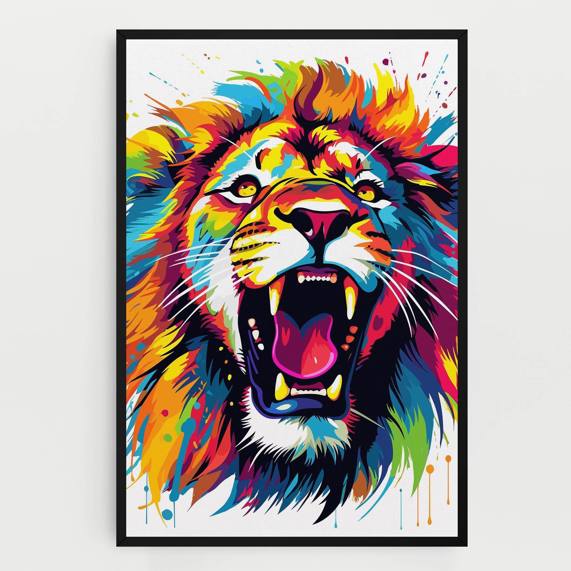 Картина на платно Angry Lion Mix mockup 0