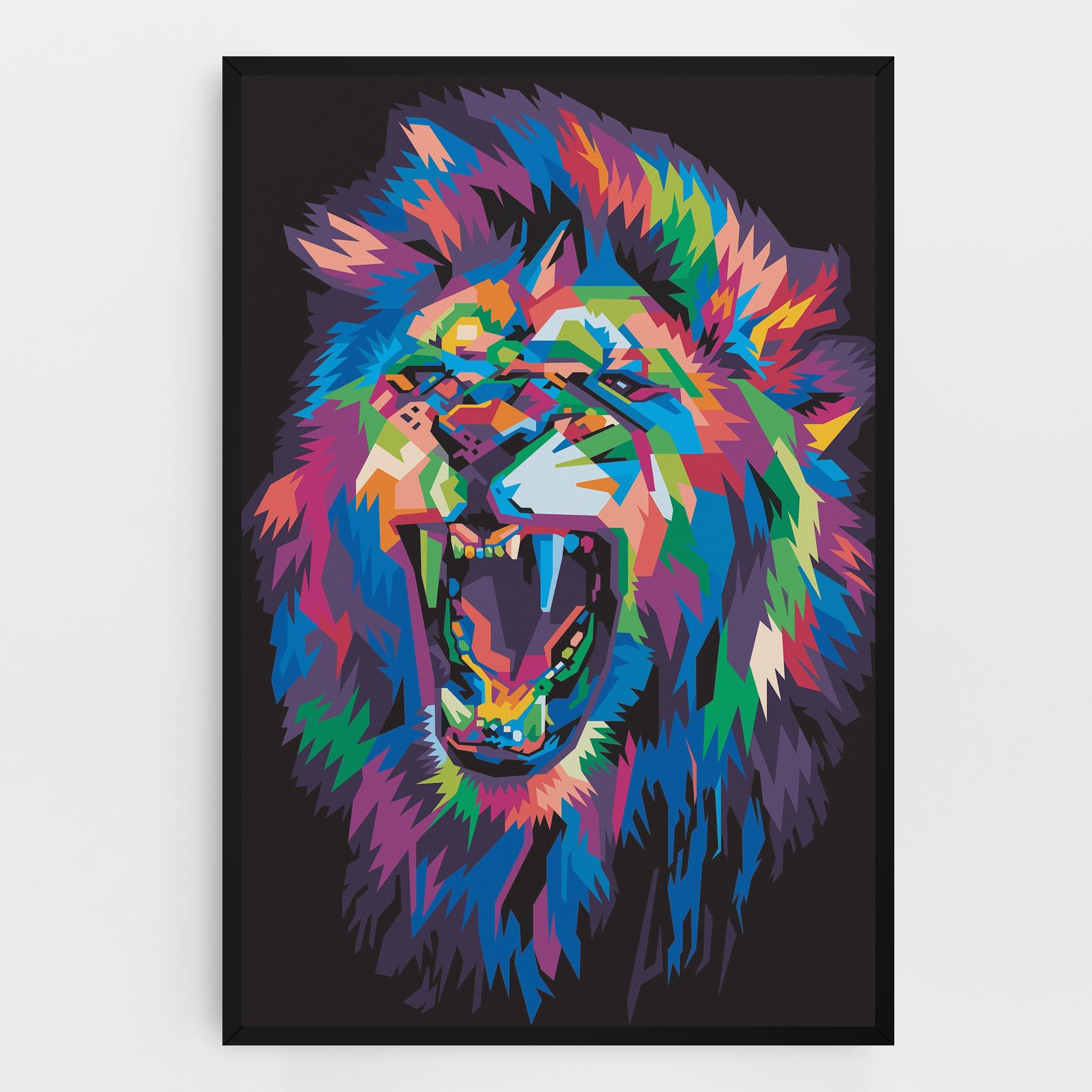 Картина на платно Colorful Lion Head mockup 0
