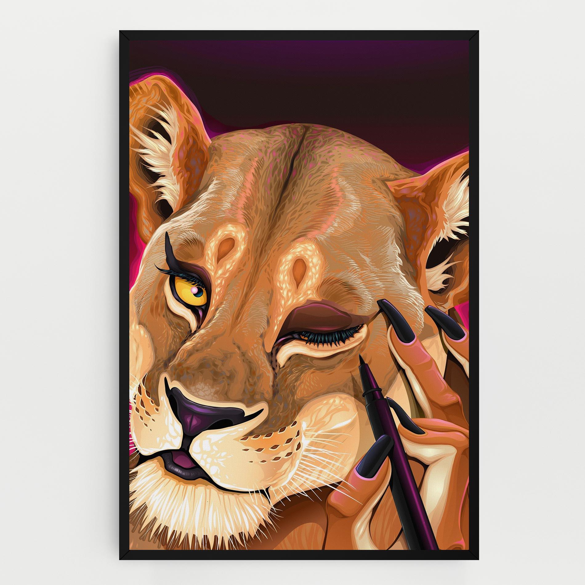 Картина на платно Female Lion Makeup mockup 0