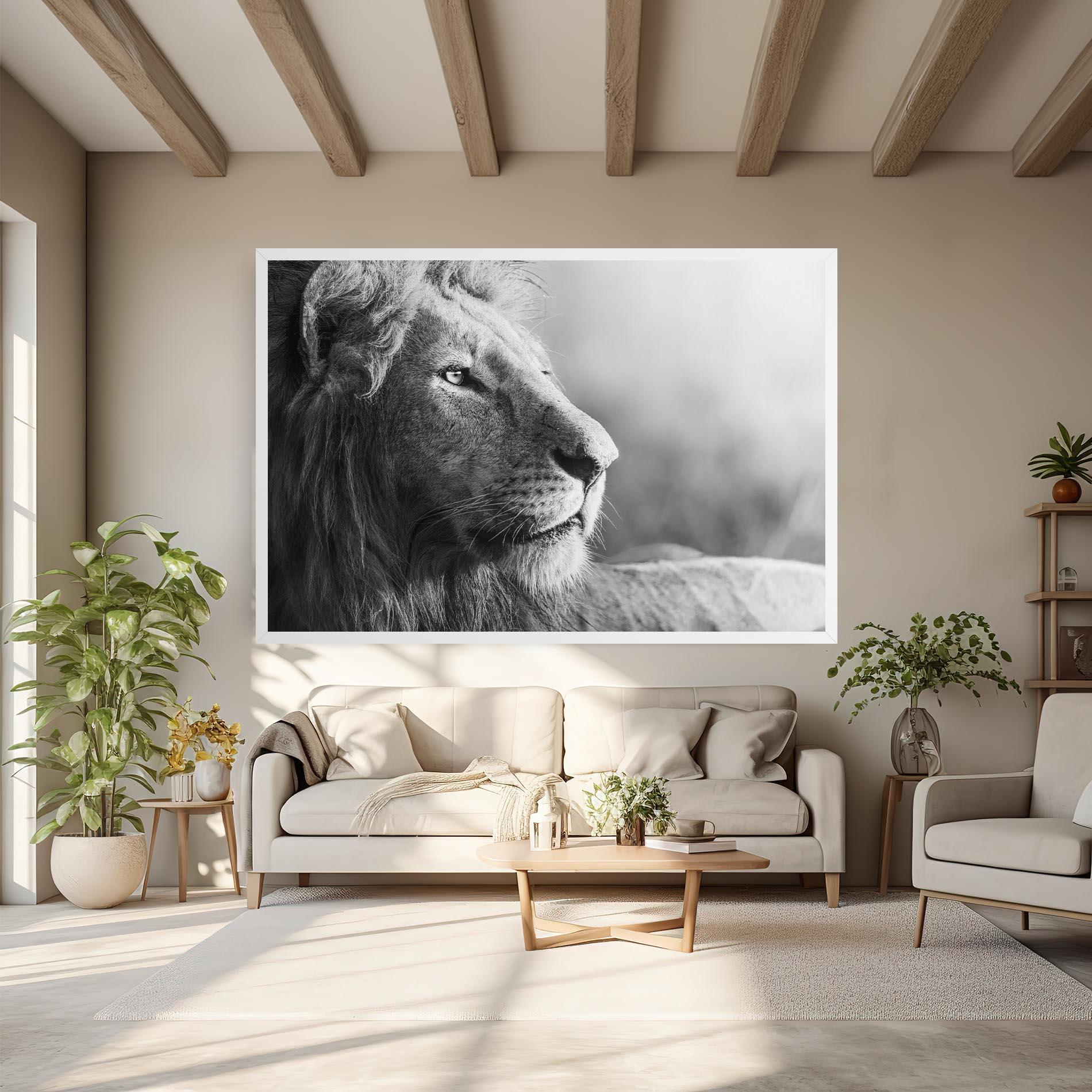 Картина на платно Grey Lion Head mockup 6