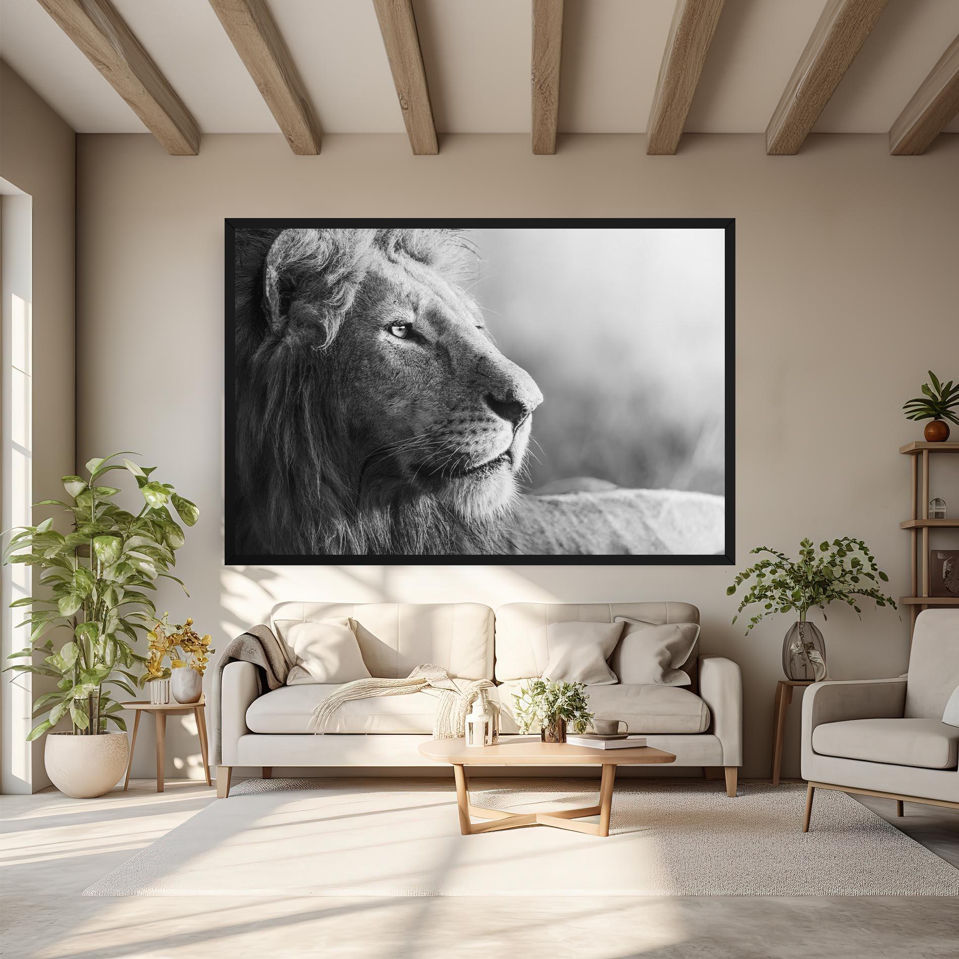 Картина на платно Grey Lion Head mockup 6