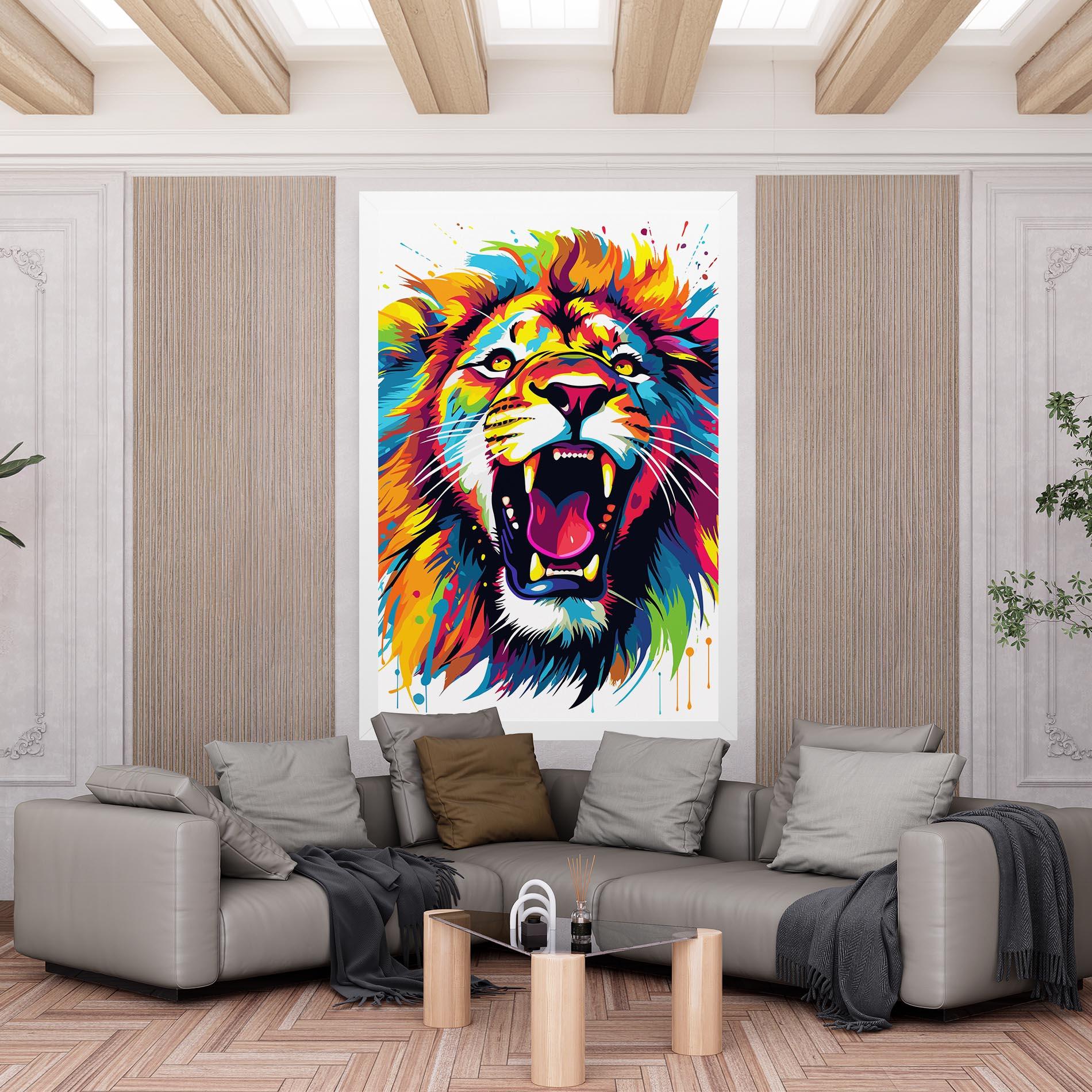 Картина на платно Angry Lion Mix mockup 6