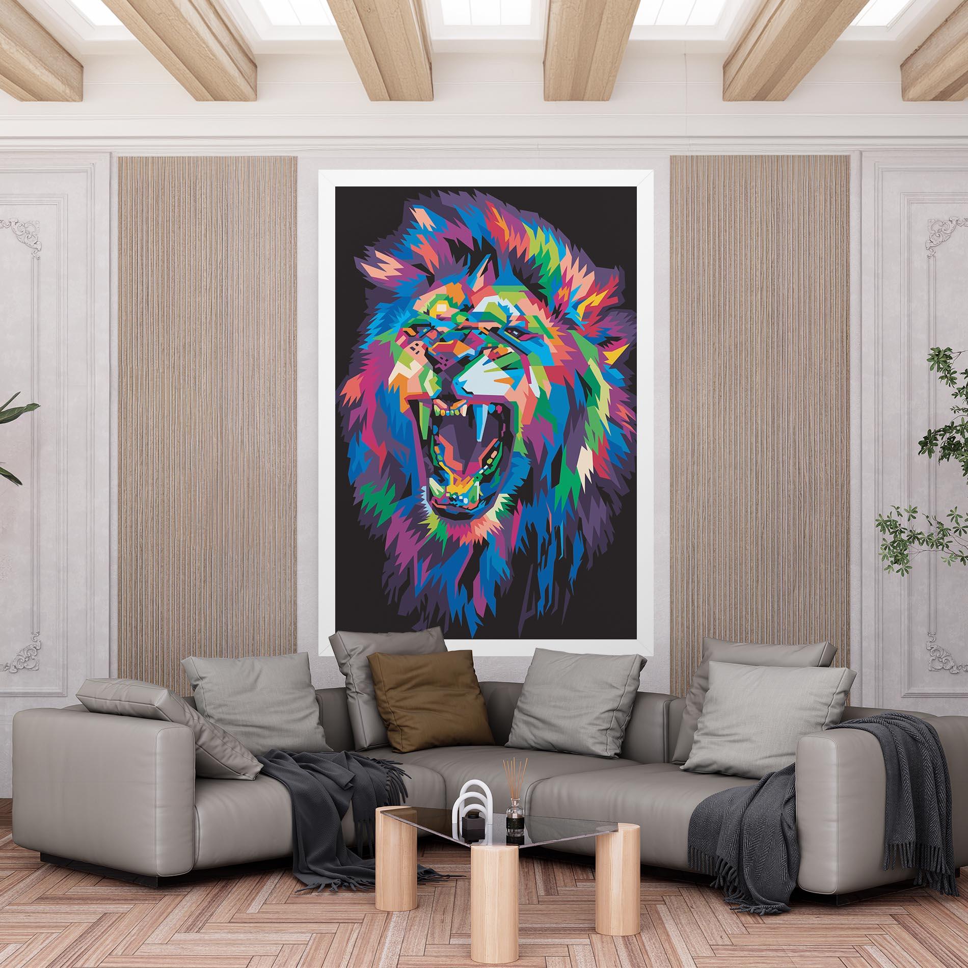 Картина на платно Colorful Lion Head mockup 6