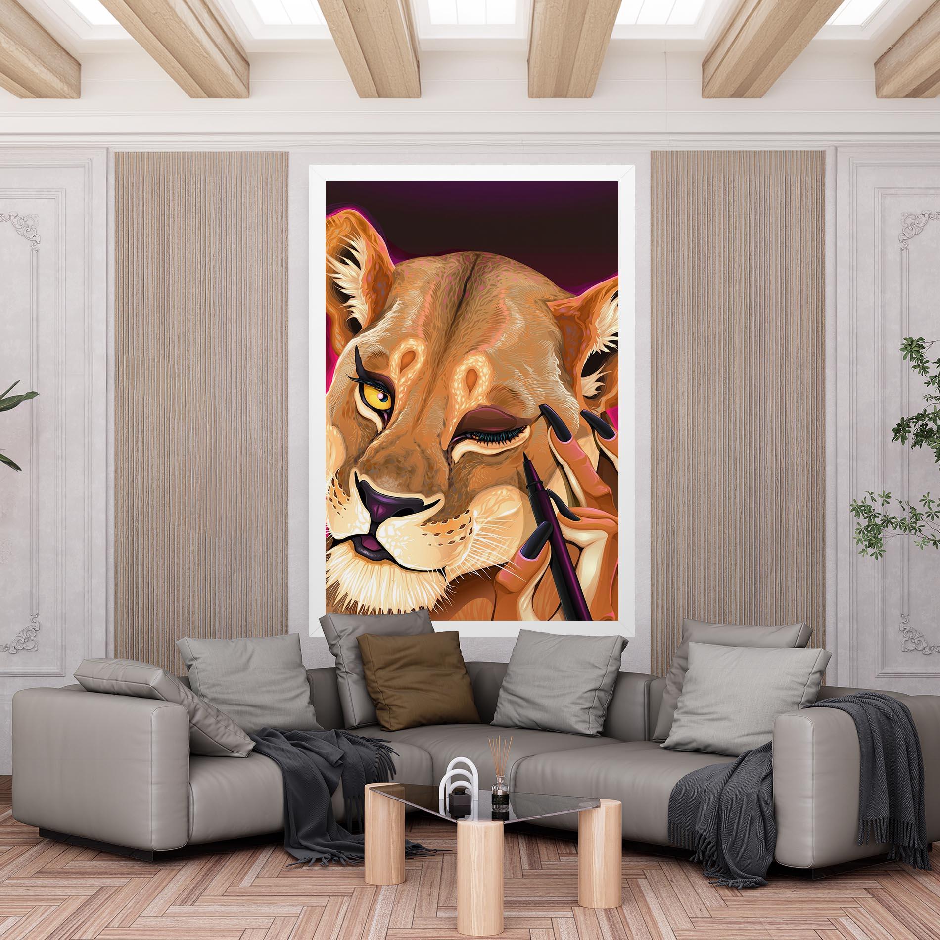Картина на платно Female Lion Makeup mockup 6