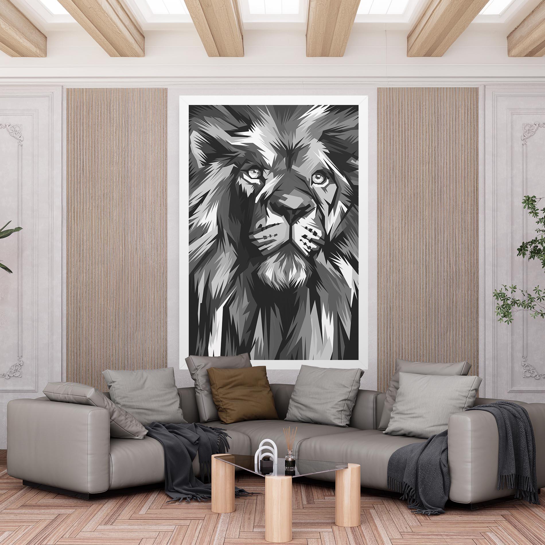 Картина на платно Grey Head Lion mockup 6