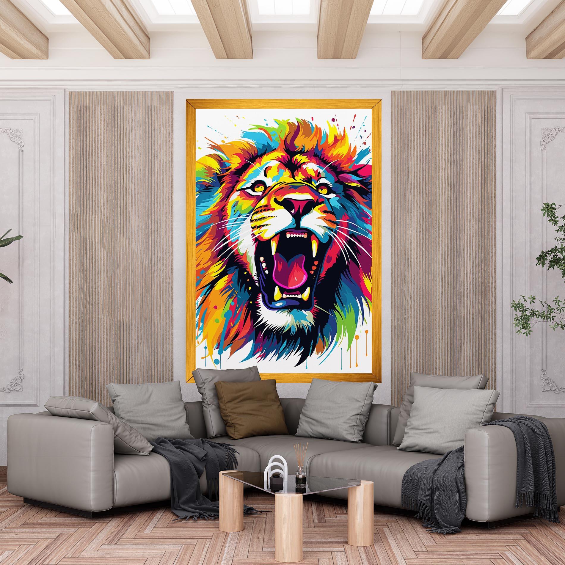 Картина на платно Angry Lion Mix mockup 6