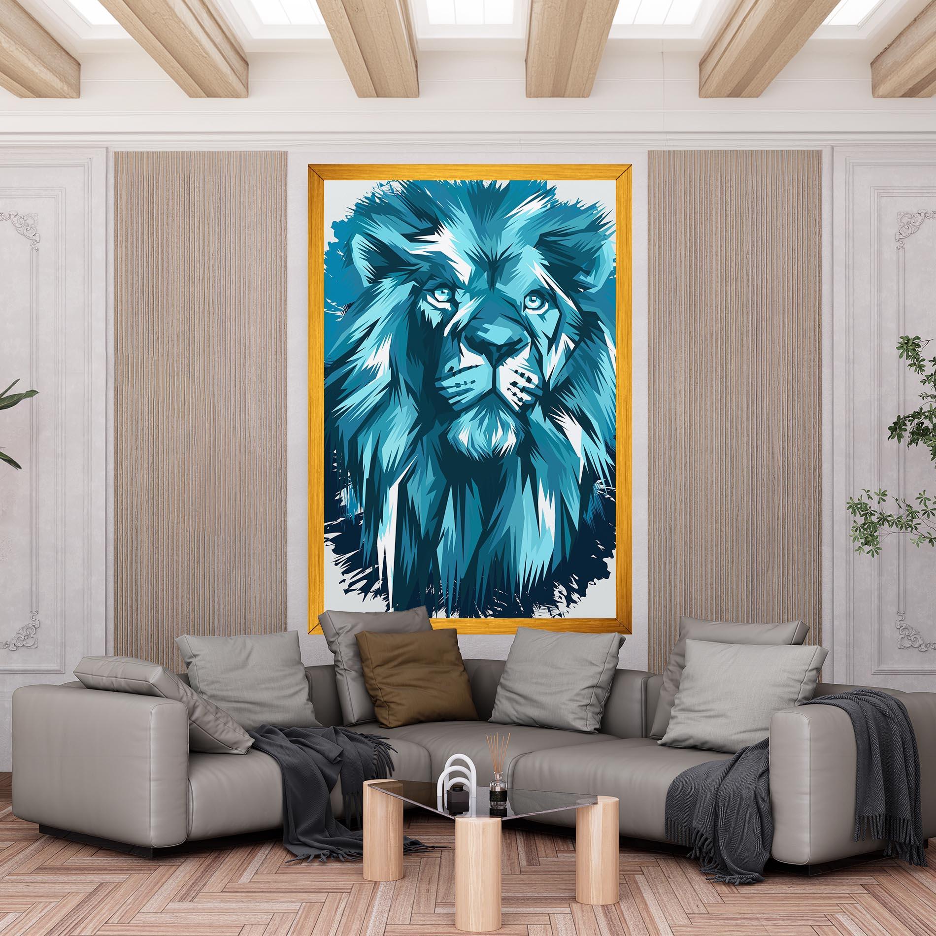 Картина на платно Blue Lion Head mockup 6