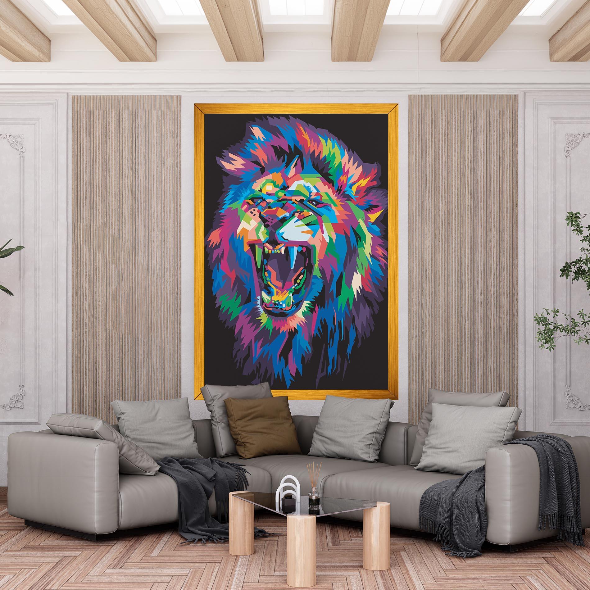 Картина на платно Colorful Lion Head mockup 6