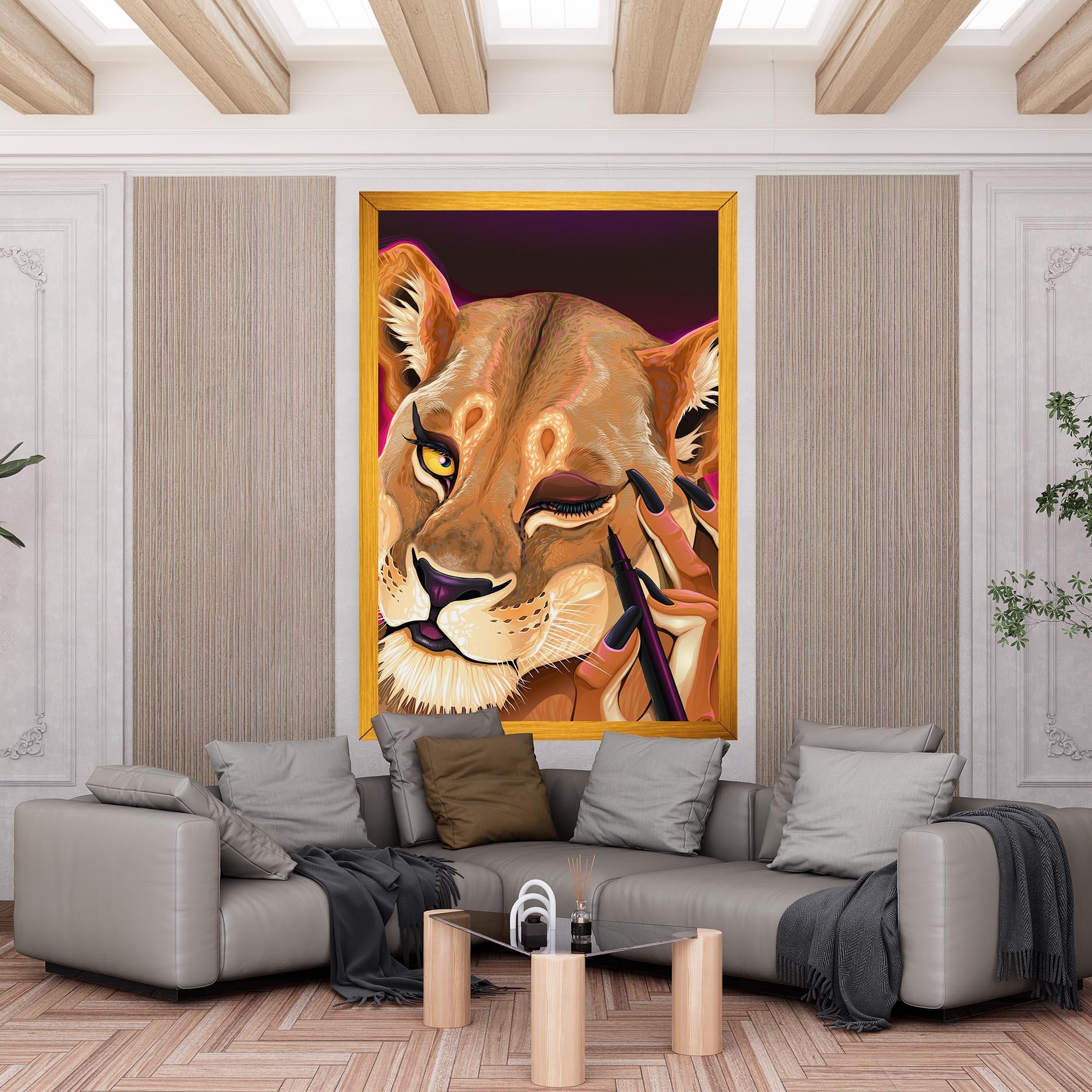 Картина на платно Female Lion Makeup mockup 6