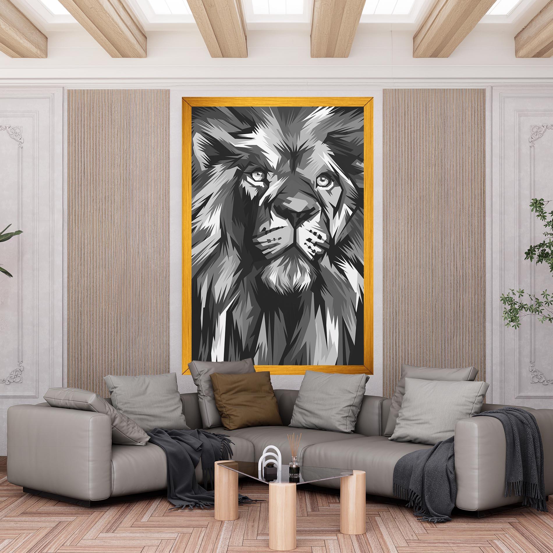 Картина на платно Grey Head Lion mockup 6