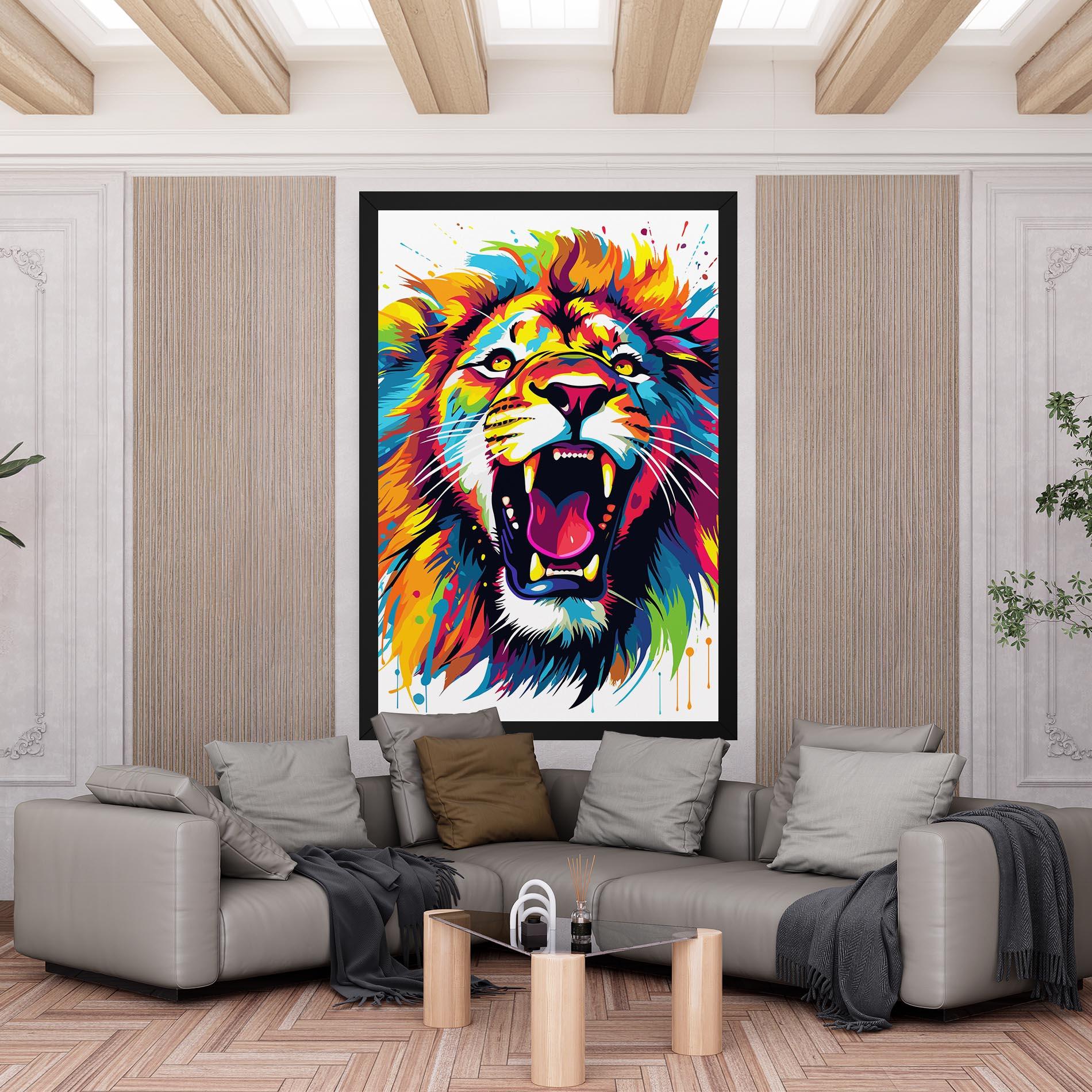 Картина на платно Angry Lion Mix mockup 6