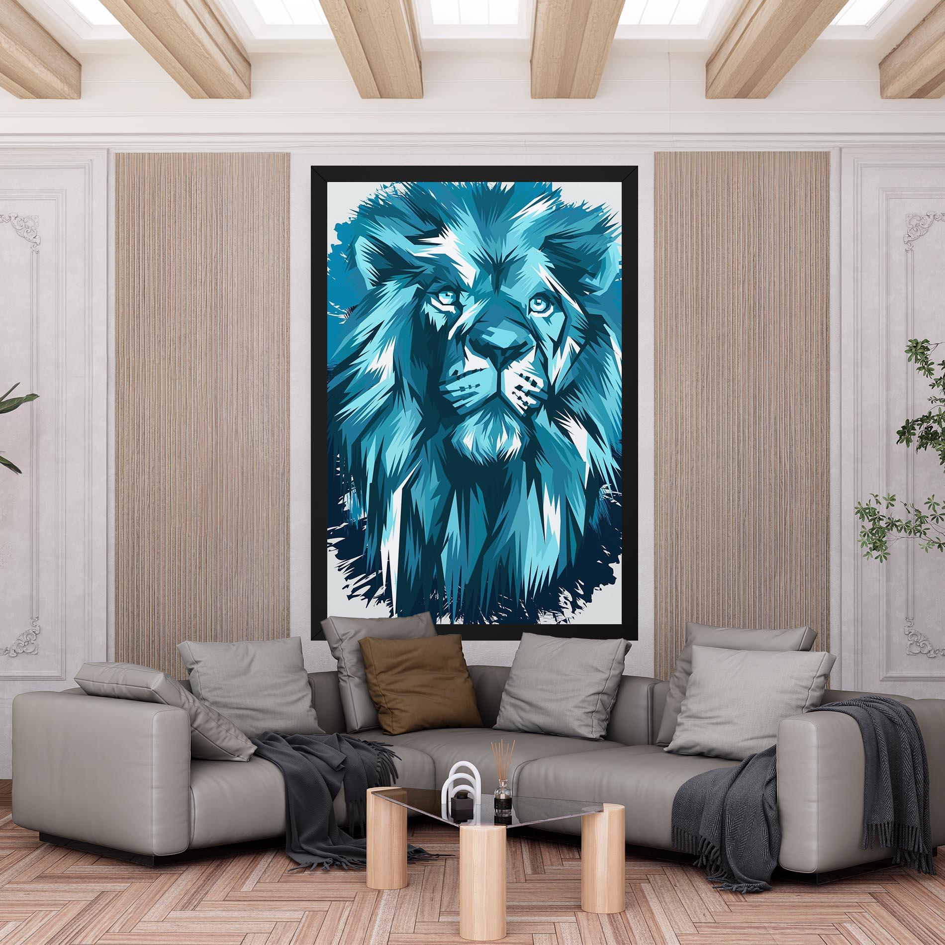 Картина на платно Blue Lion Head mockup 6