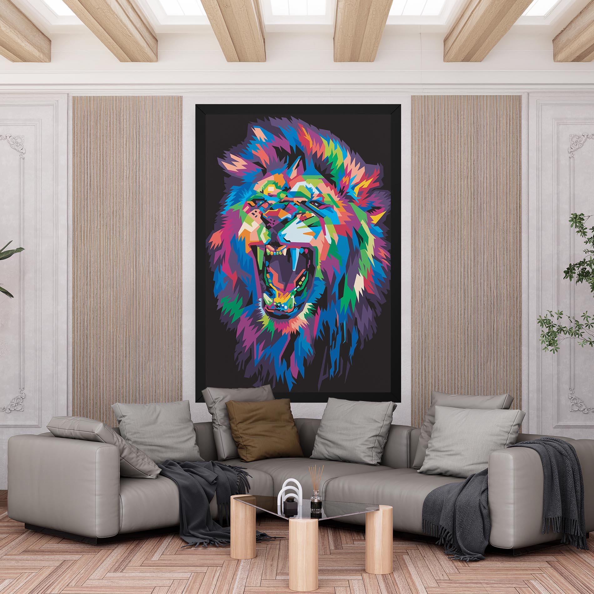 Картина на платно Colorful Lion Head mockup 6