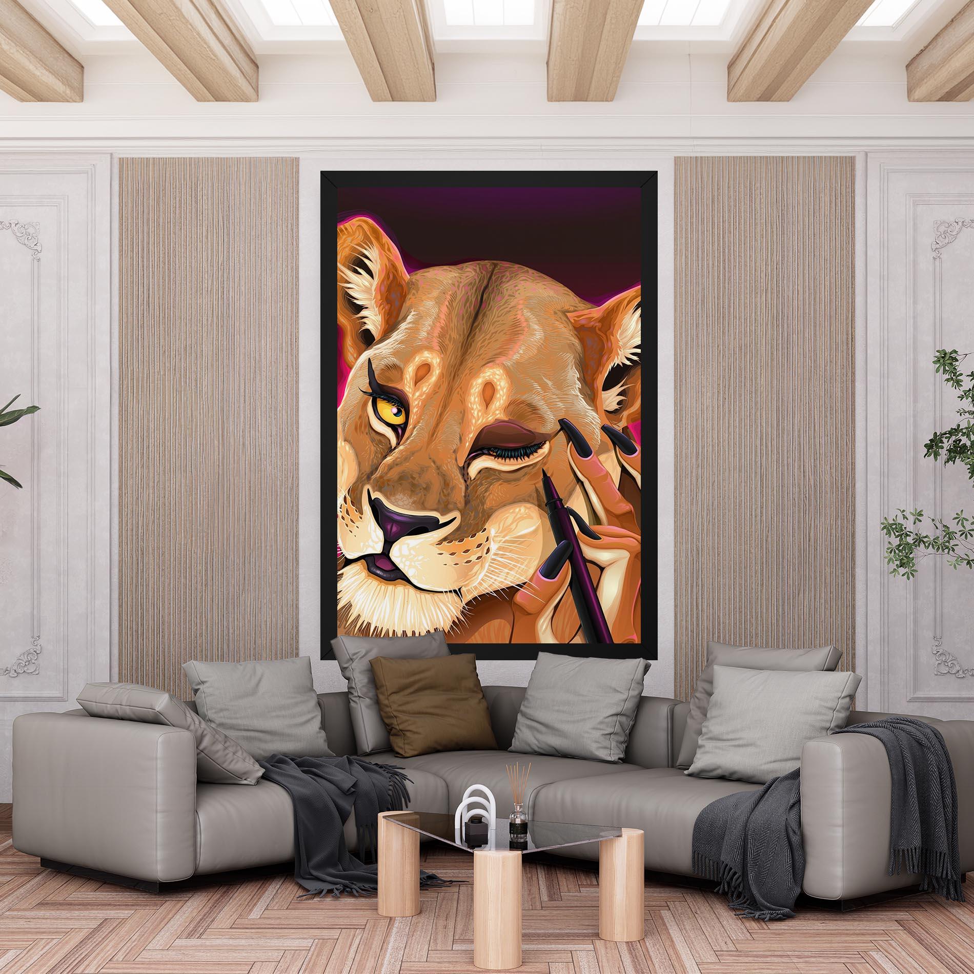 Картина на платно Female Lion Makeup mockup 6