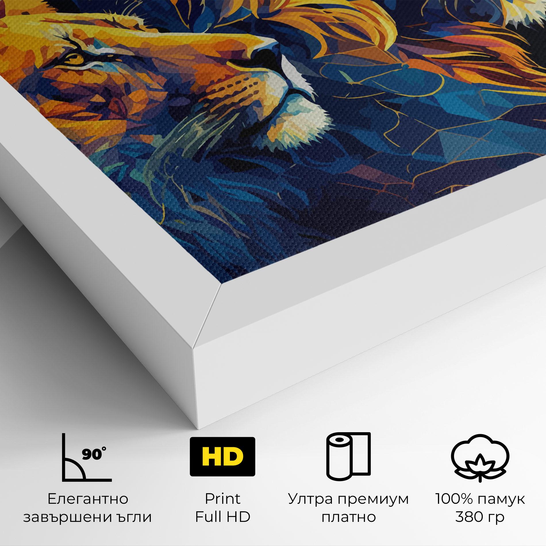 Картина на платно Orange Blue Lion mockup 4