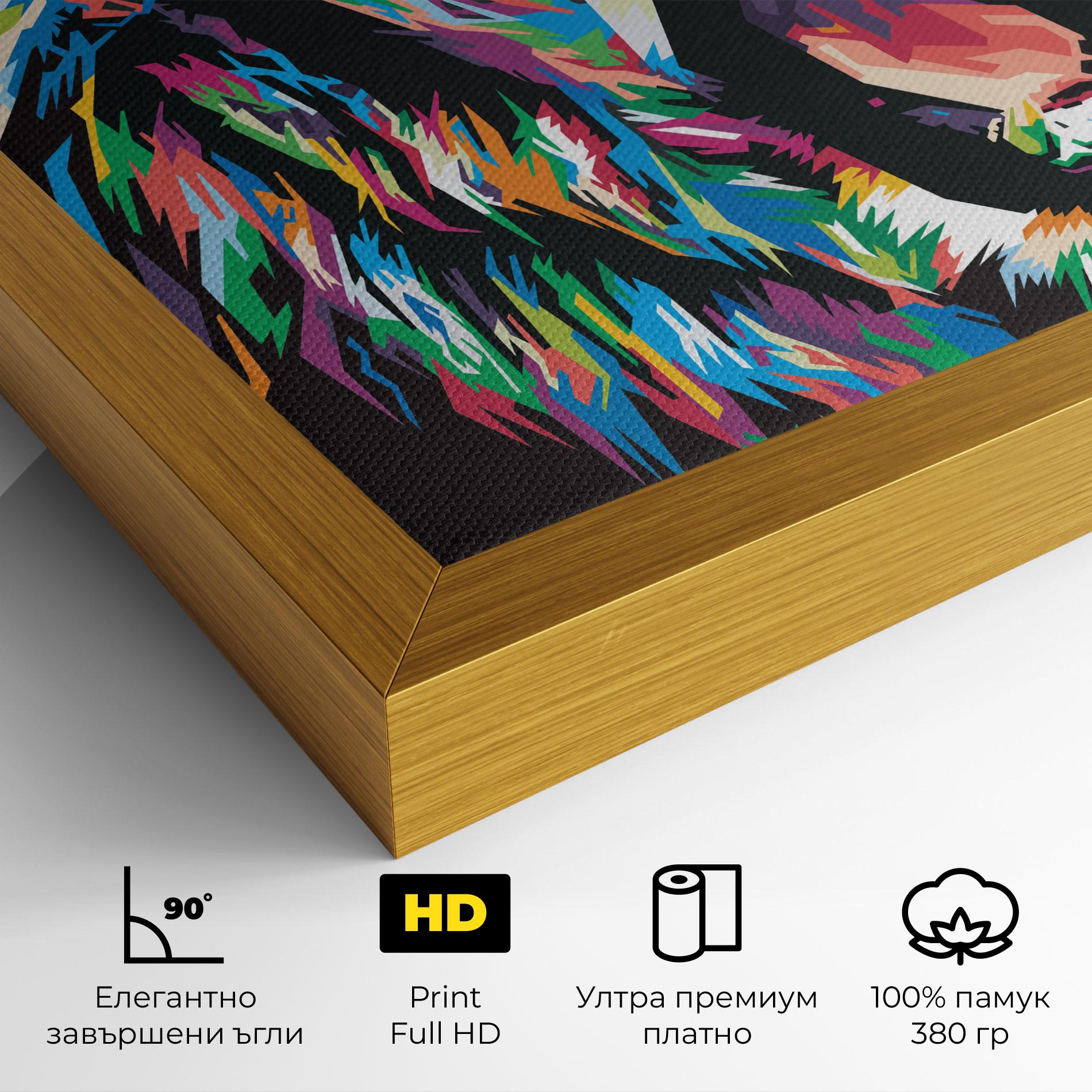 Картина на платно Green Blue Lion mockup 4