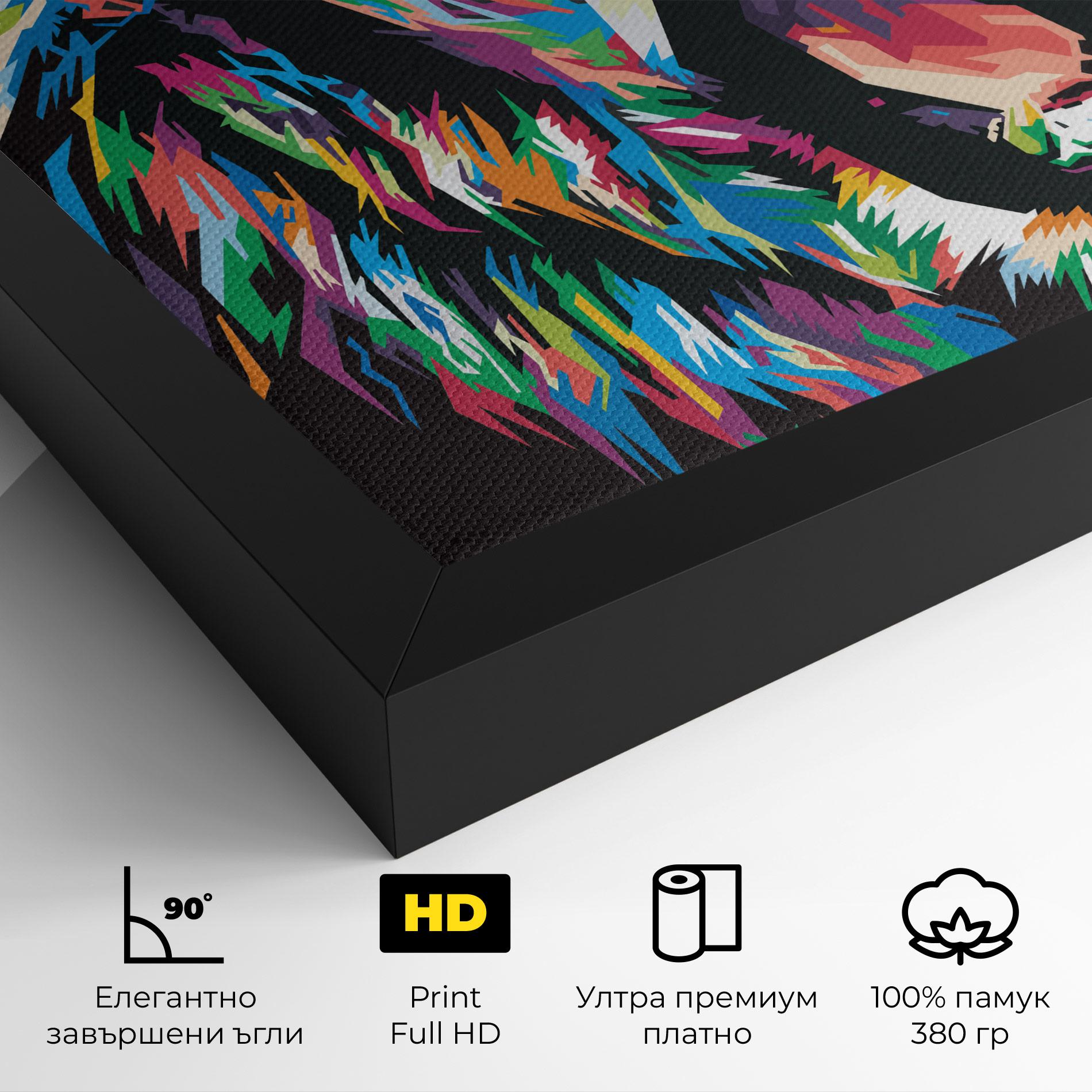 Картина на платно Green Blue Lion mockup 4