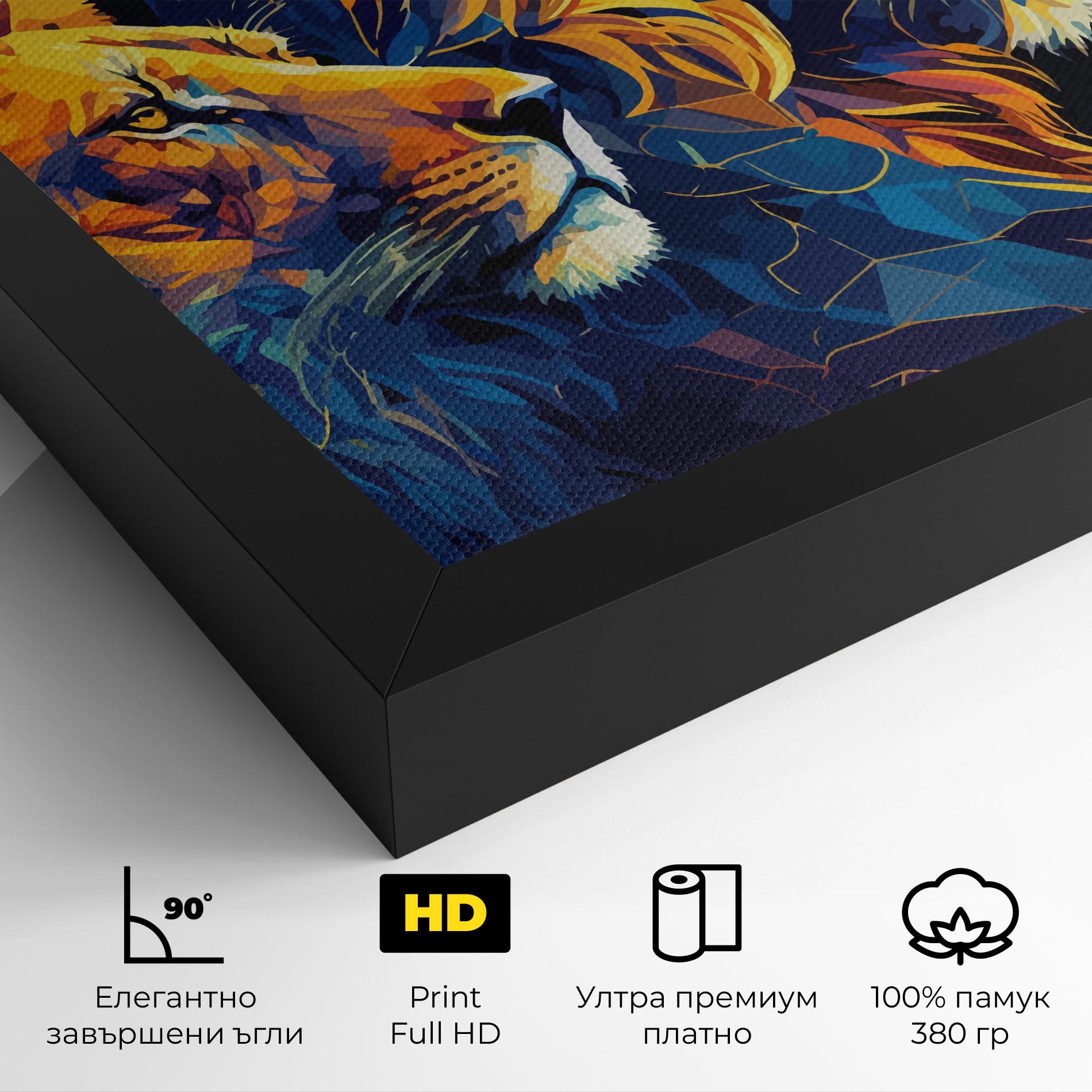 Картина на платно Orange Blue Lion mockup 4