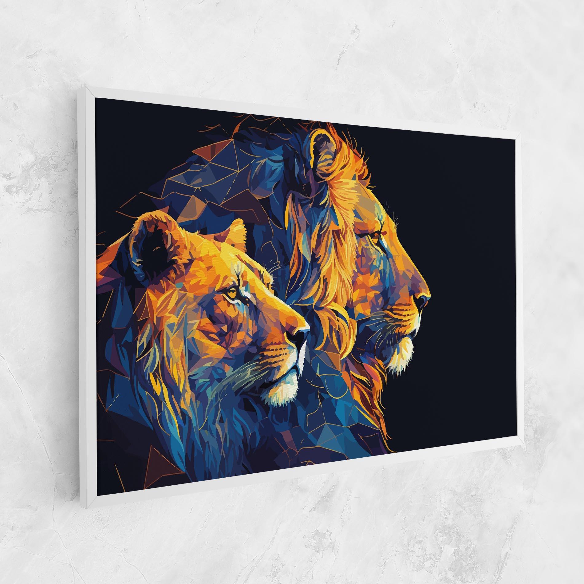 Картина на платно Orange Blue Lion mockup 1