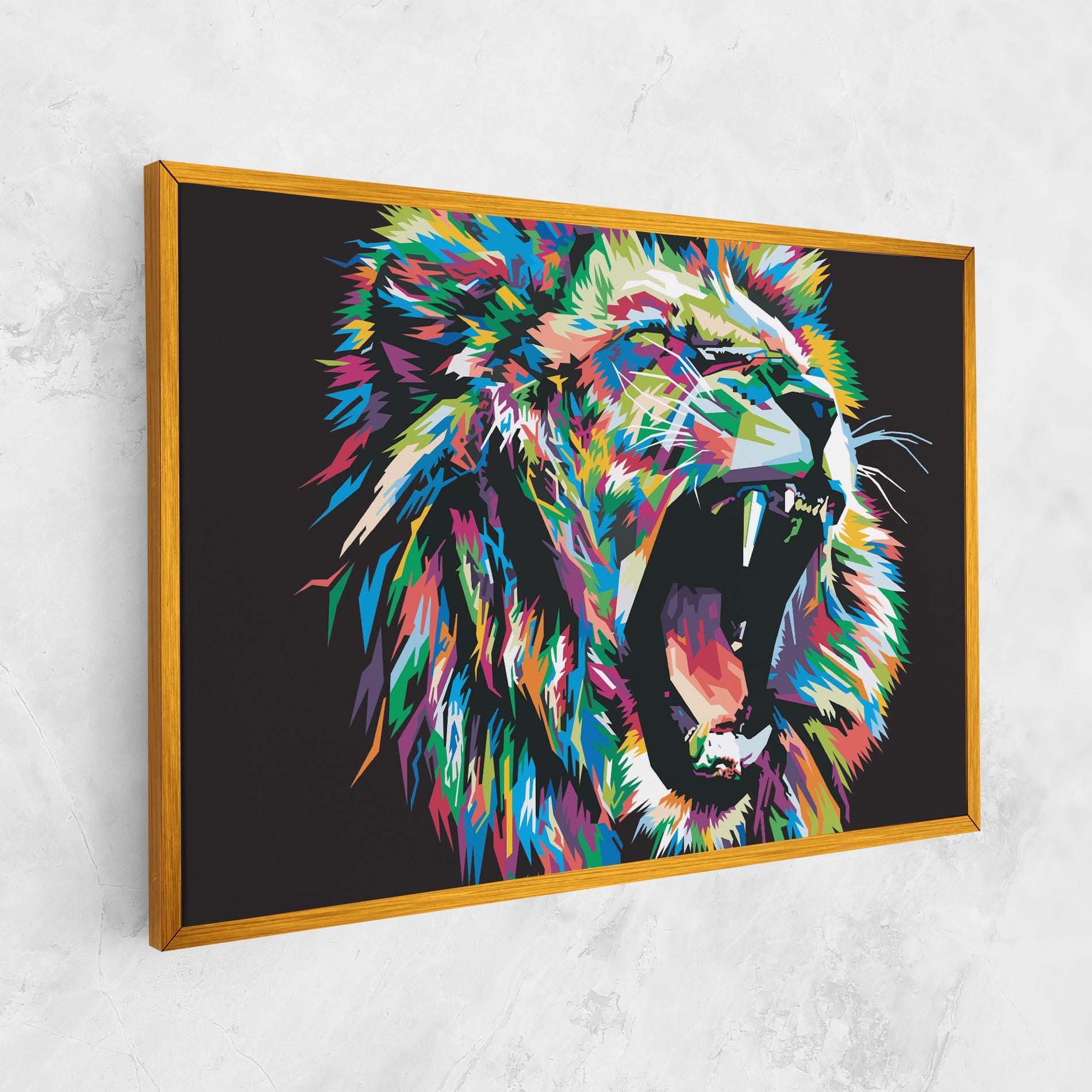 Картина на платно Green Blue Lion mockup 1