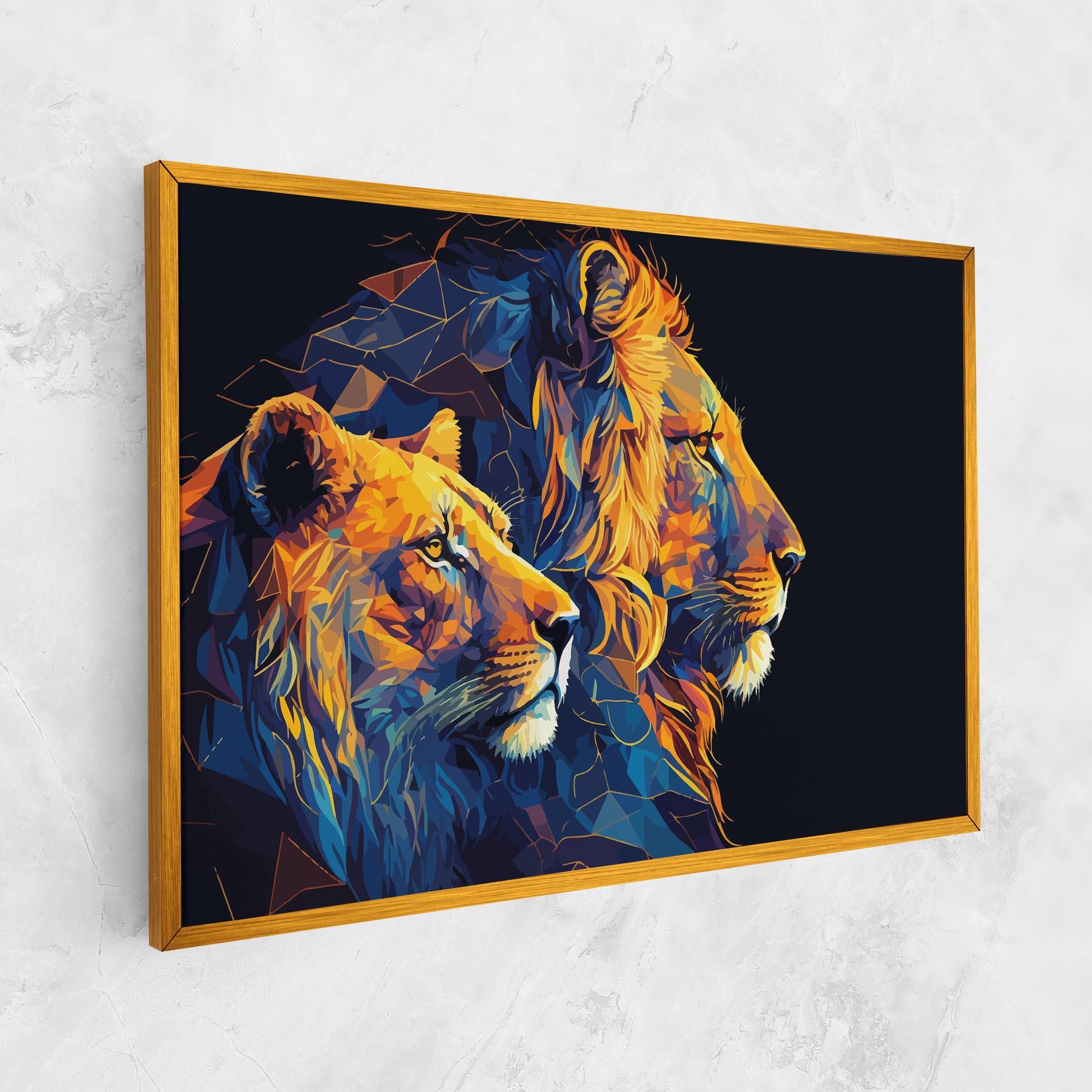 Картина на платно Orange Blue Lion mockup 1