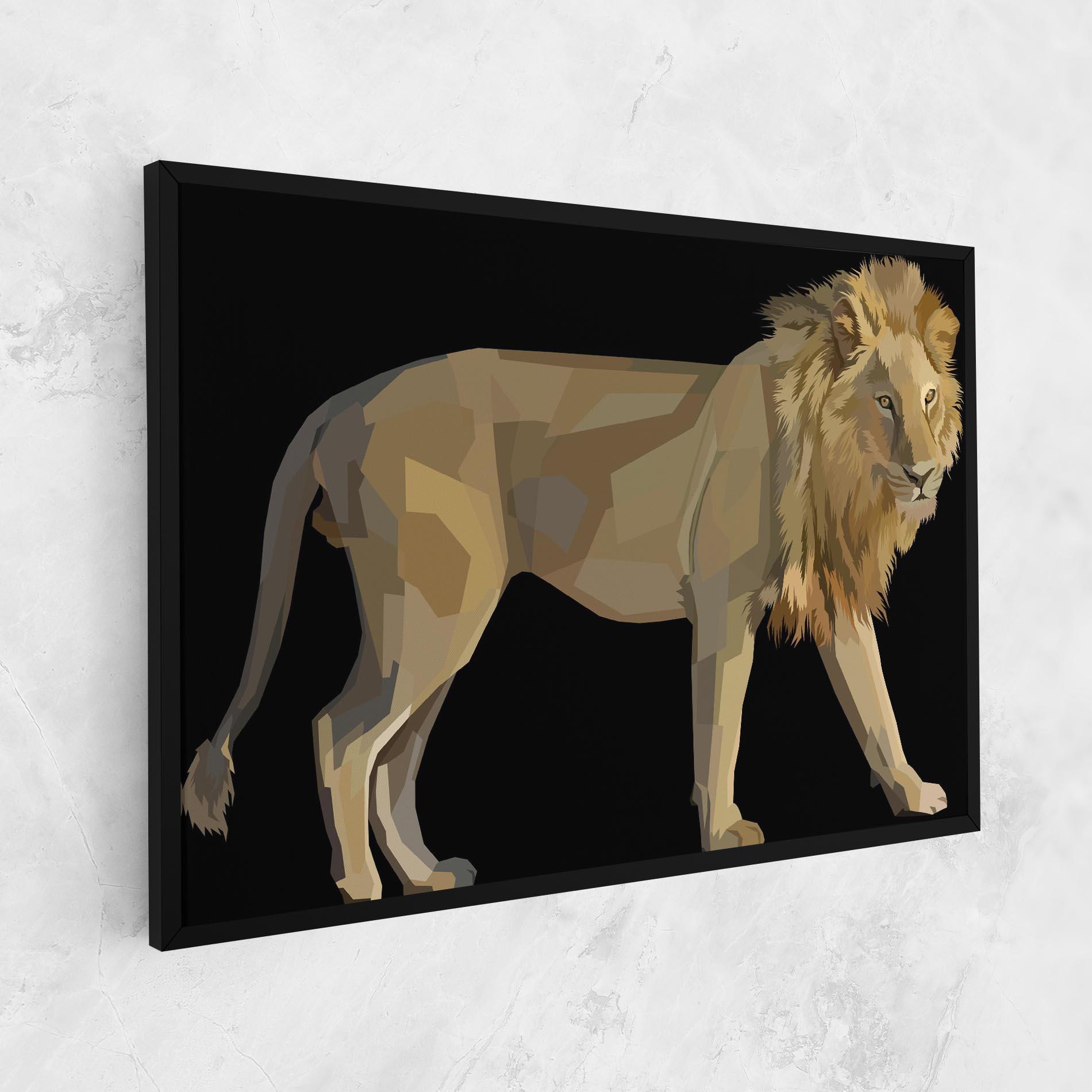 Картина на платно Lion Art On Black mockup 1