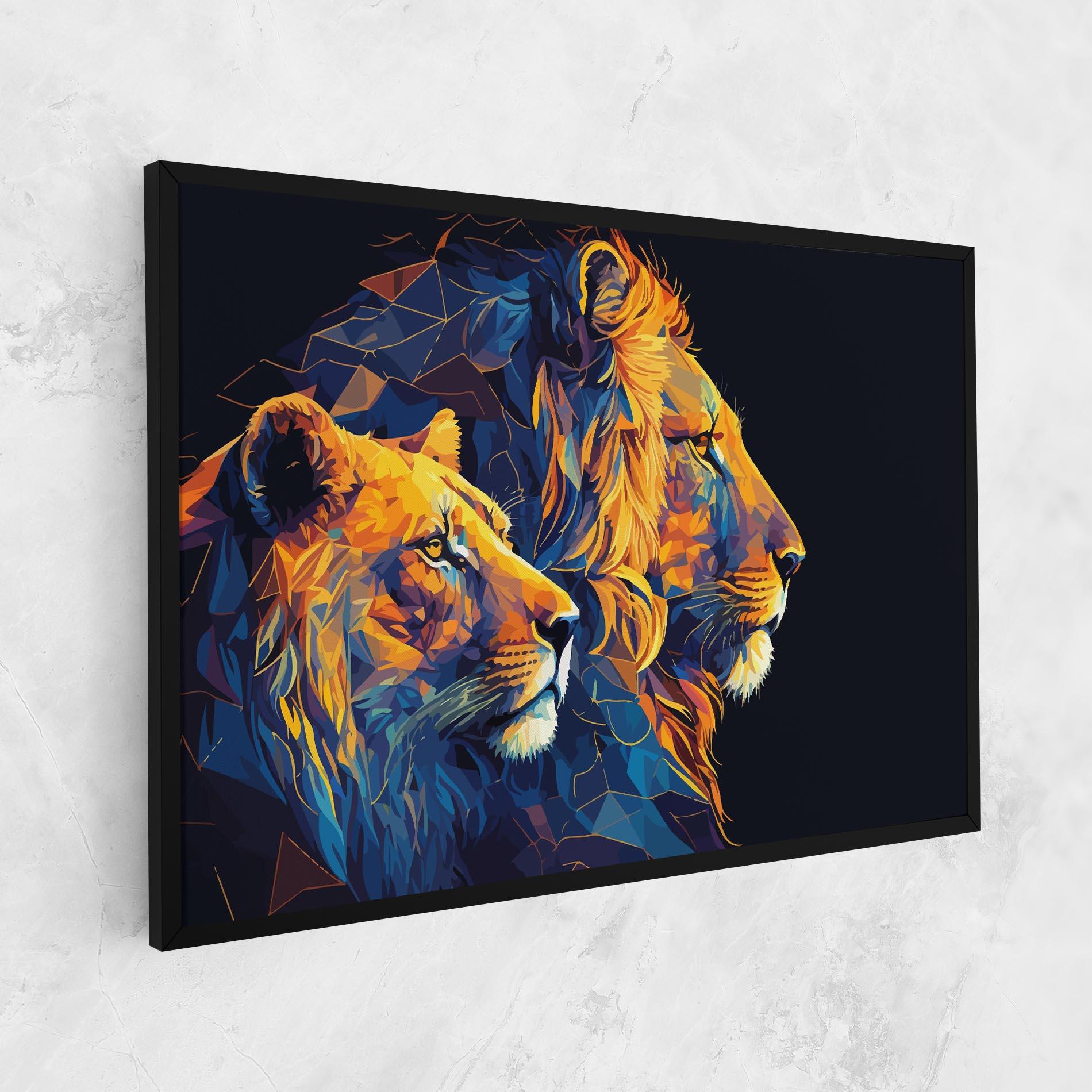 Картина на платно Orange Blue Lion mockup 1