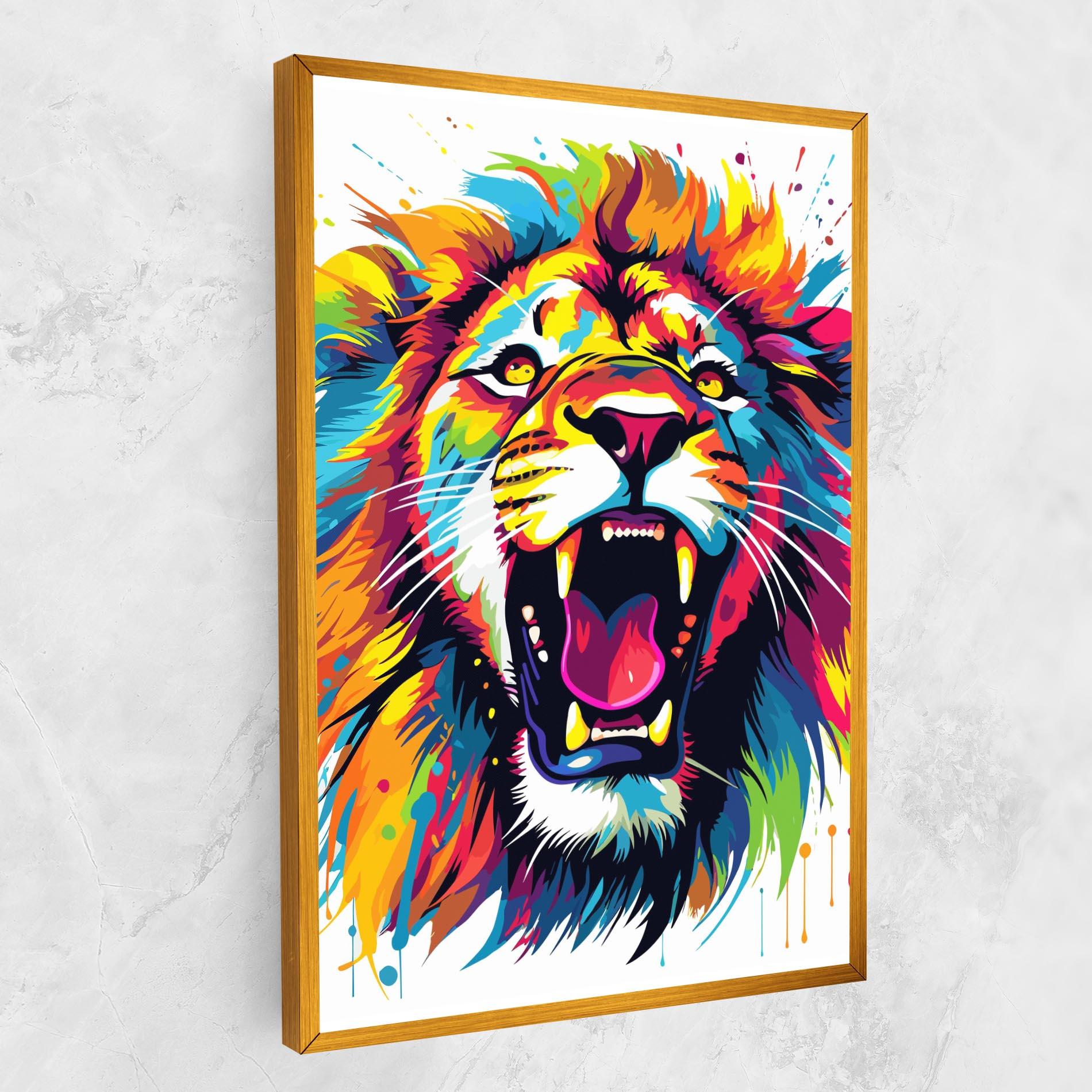 Картина на платно Angry Lion Mix mockup 1