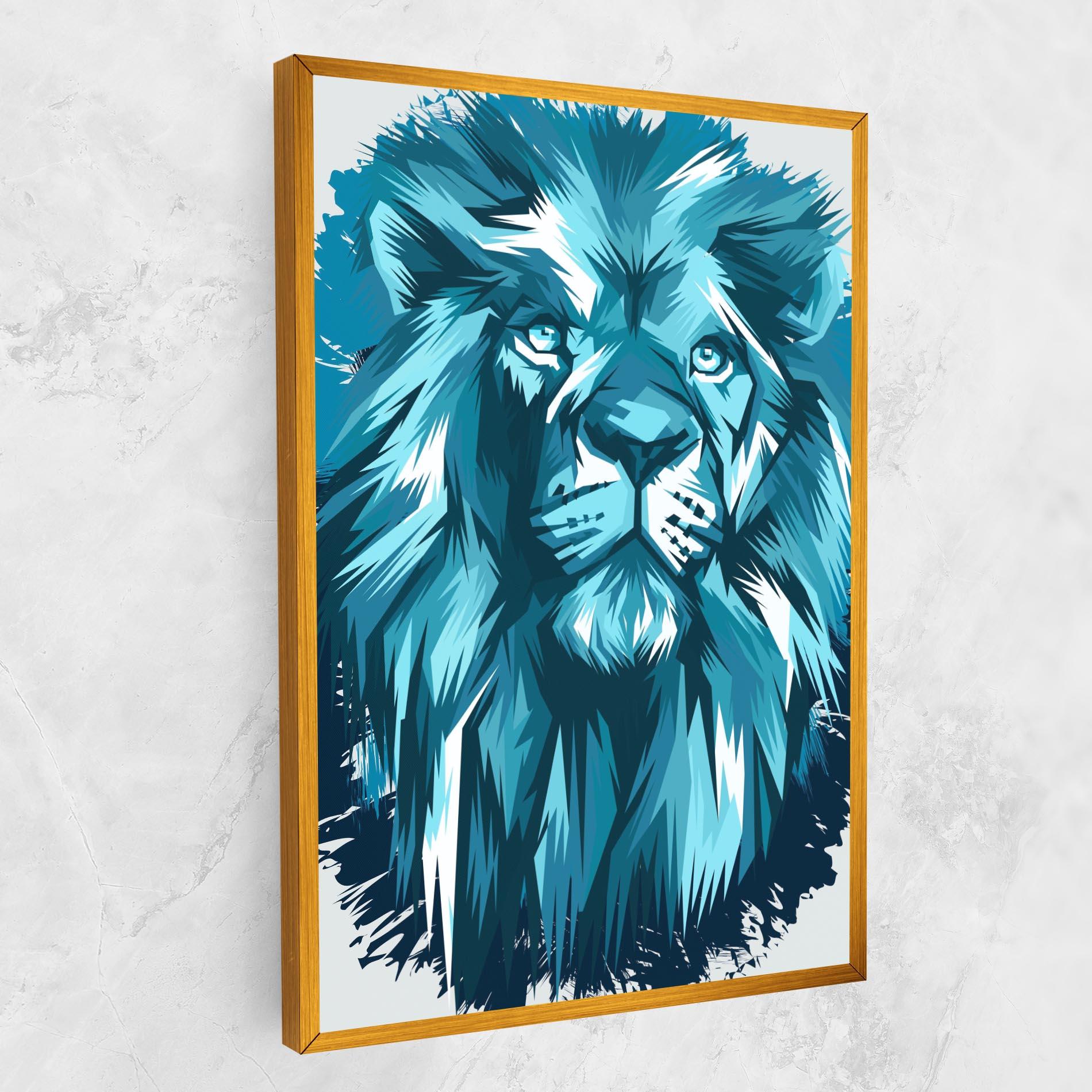 Картина на платно Blue Lion Head mockup 1