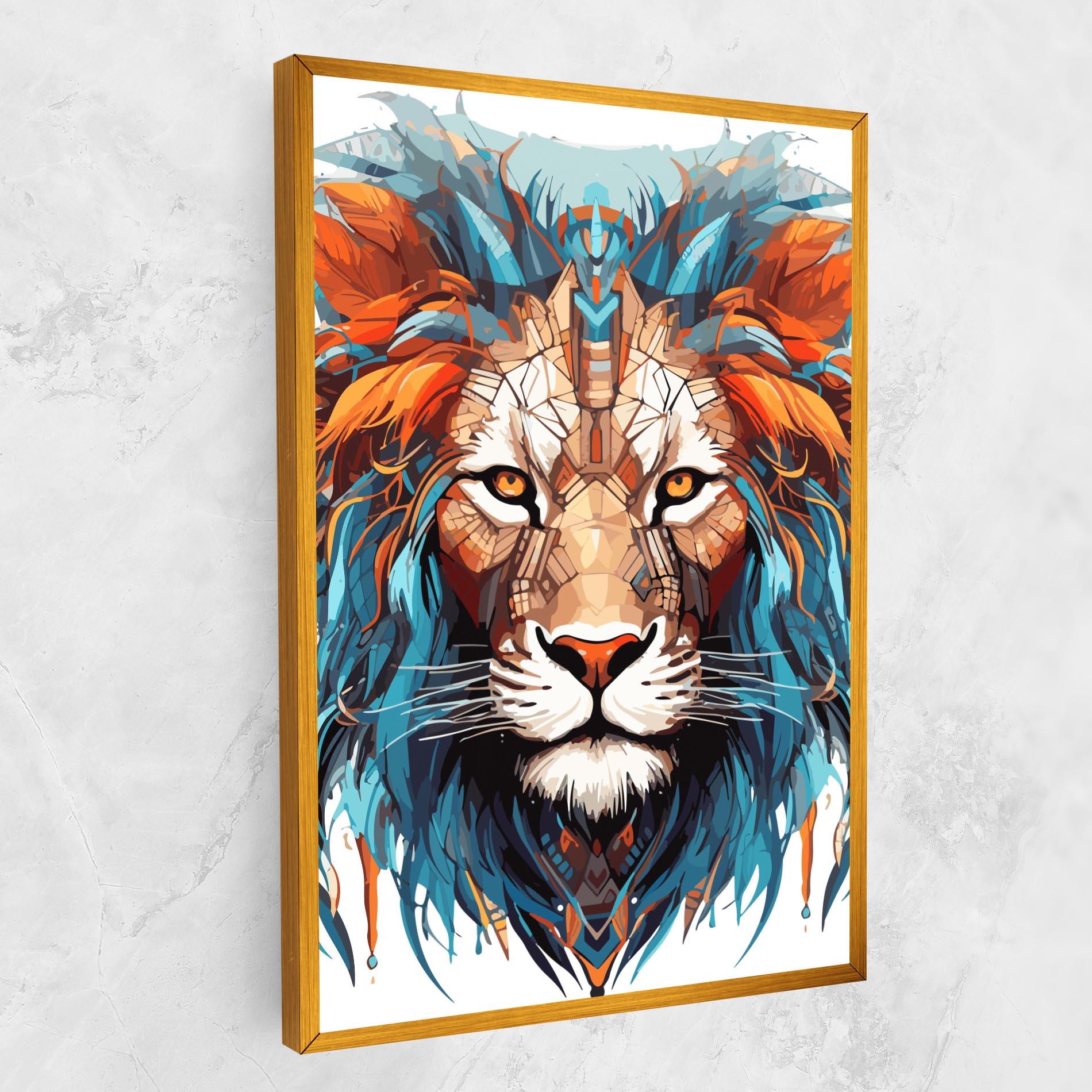 Картина на платно Blue Orange Lion mockup 1