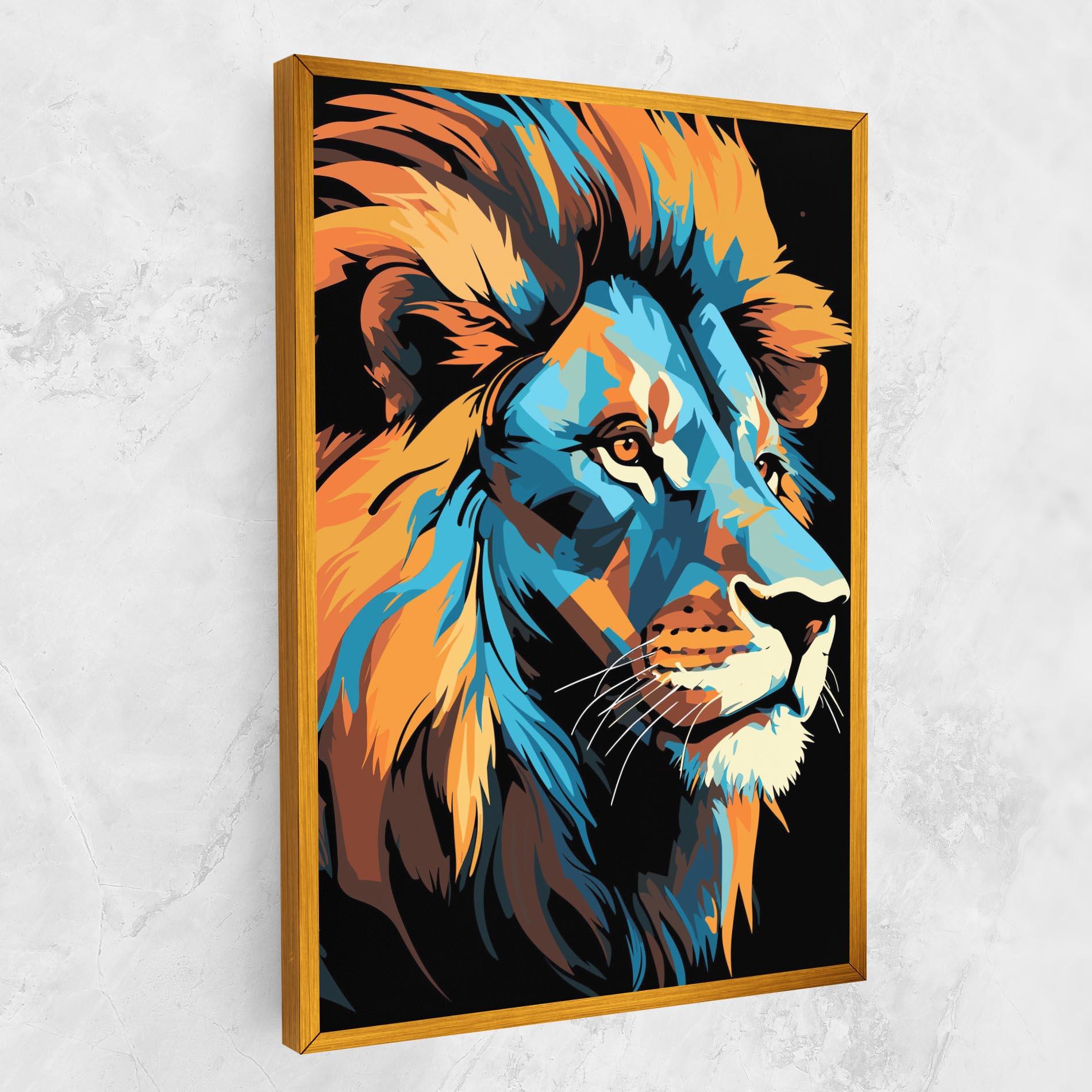 Картина на платно Blue Yellow Lion mockup 1