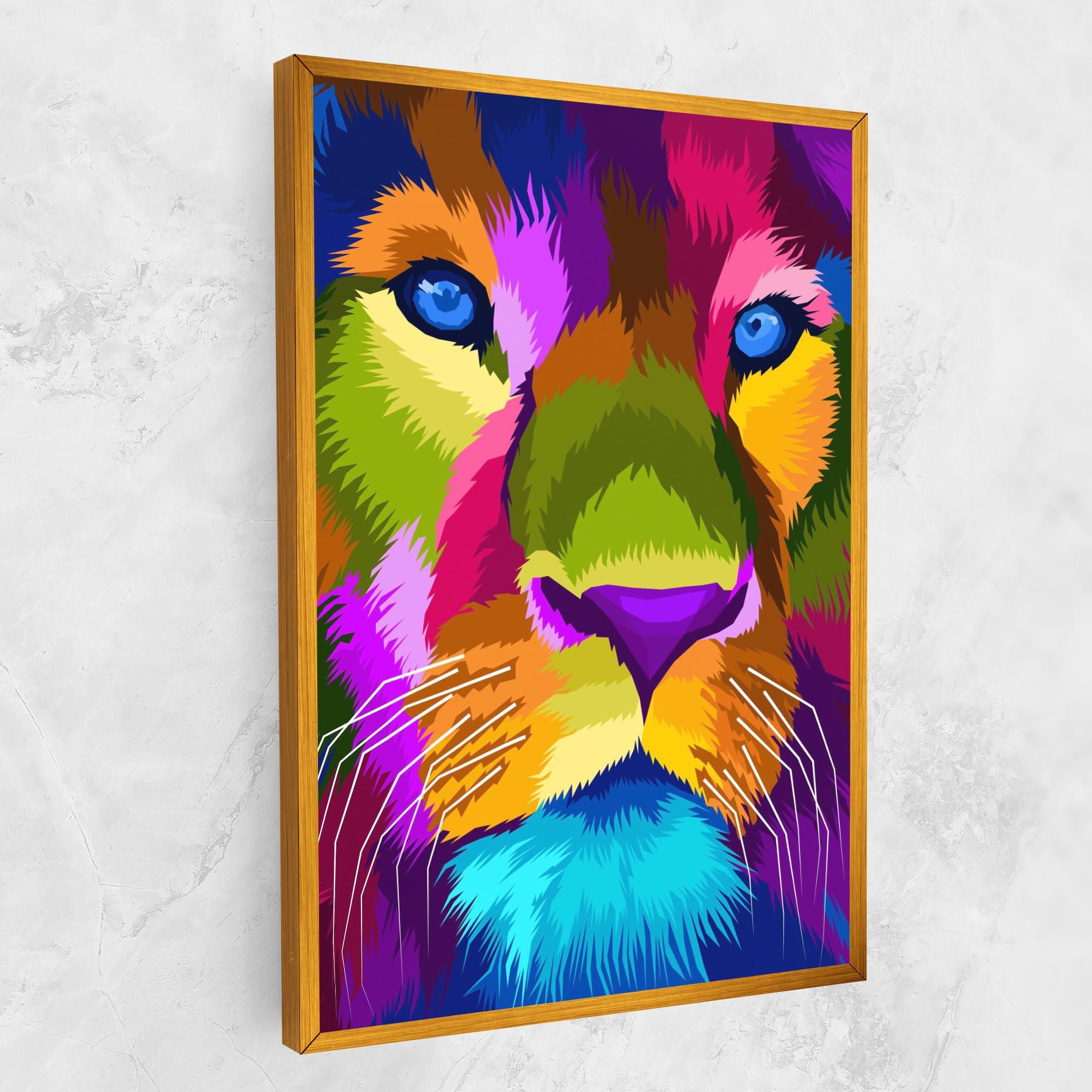 Картина на платно Color Lion Close Up mockup 1