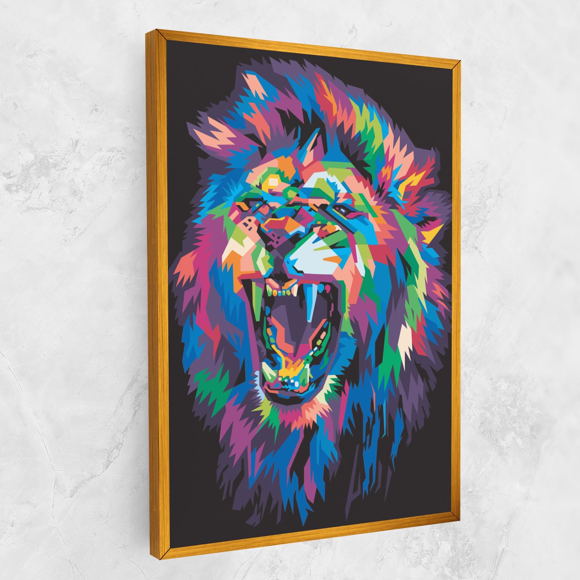 Картина на платно Colorful Lion Head mockup 1