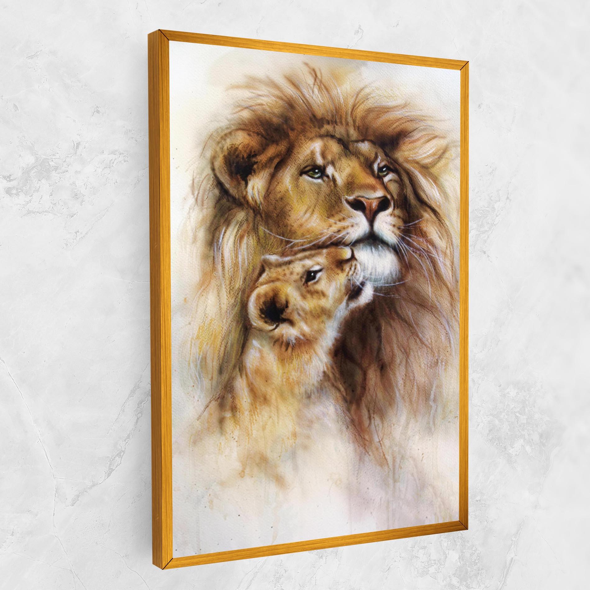Картина на платно Lion Love mockup 1