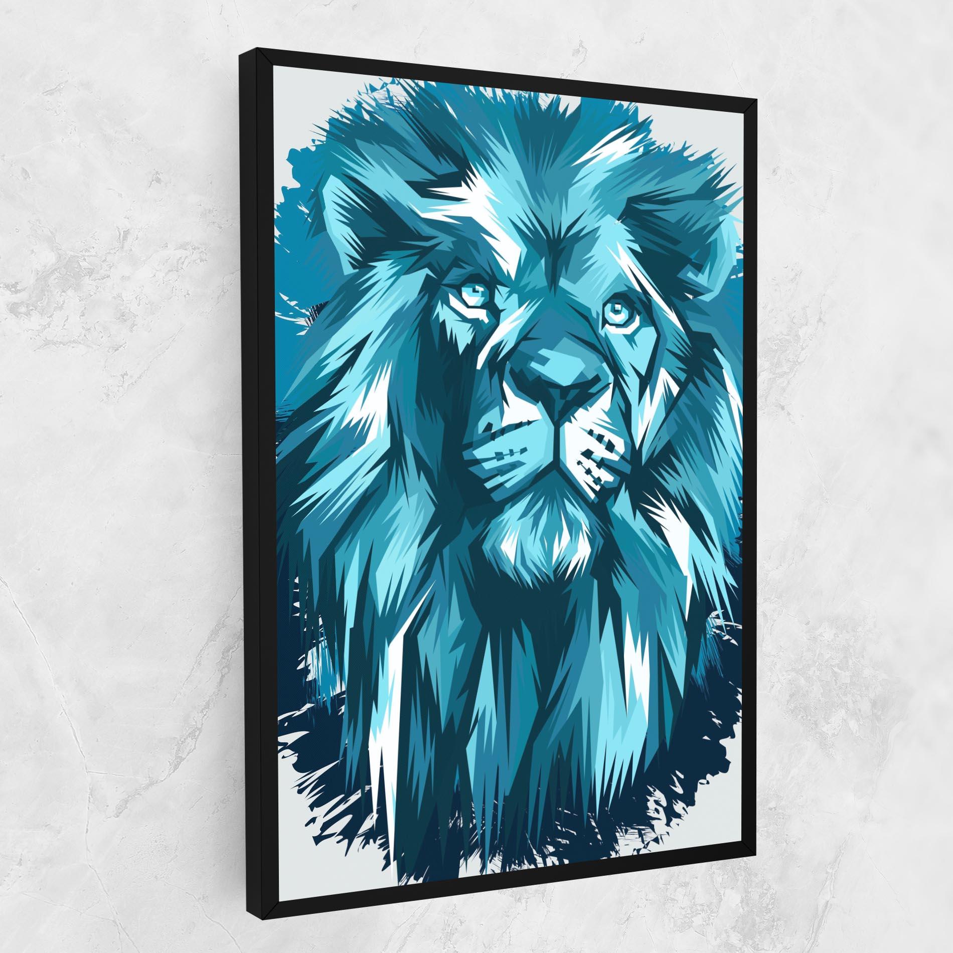 Картина на платно Blue Lion Head mockup 1