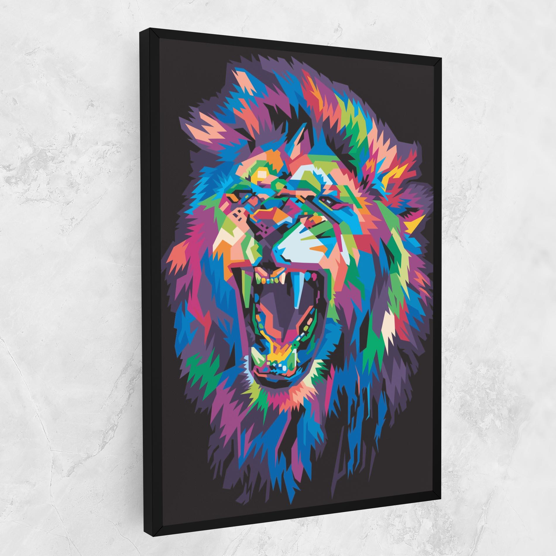 Картина на платно Colorful Lion Head mockup 1
