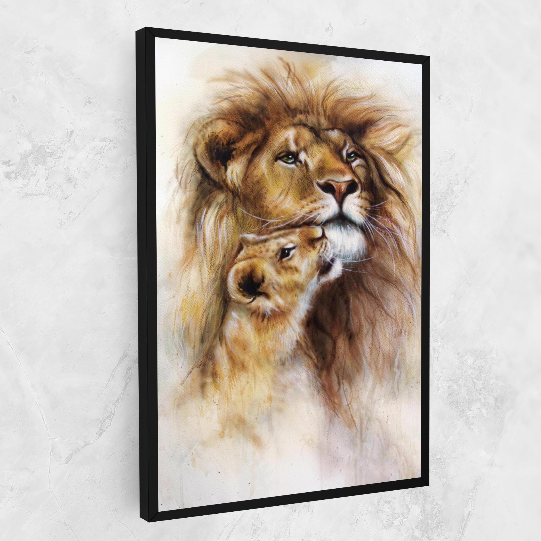 Картина на платно Lion Love mockup 1