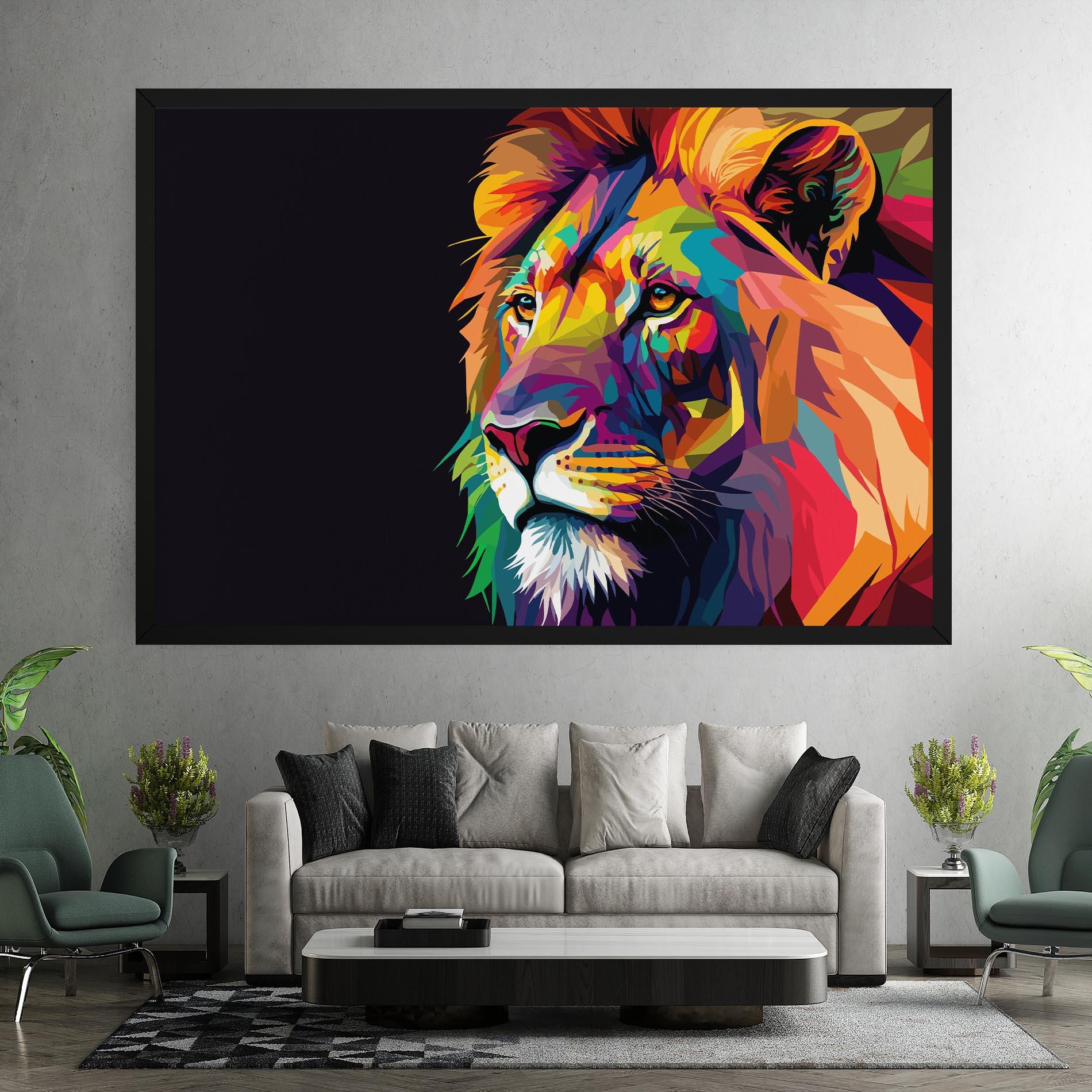 Картина на платно Colorful Lion mockup 7