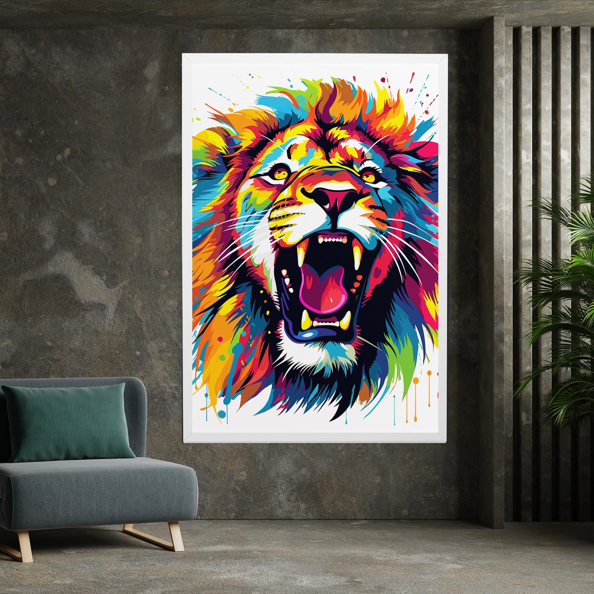 Картина на платно Angry Lion Mix mockup 7