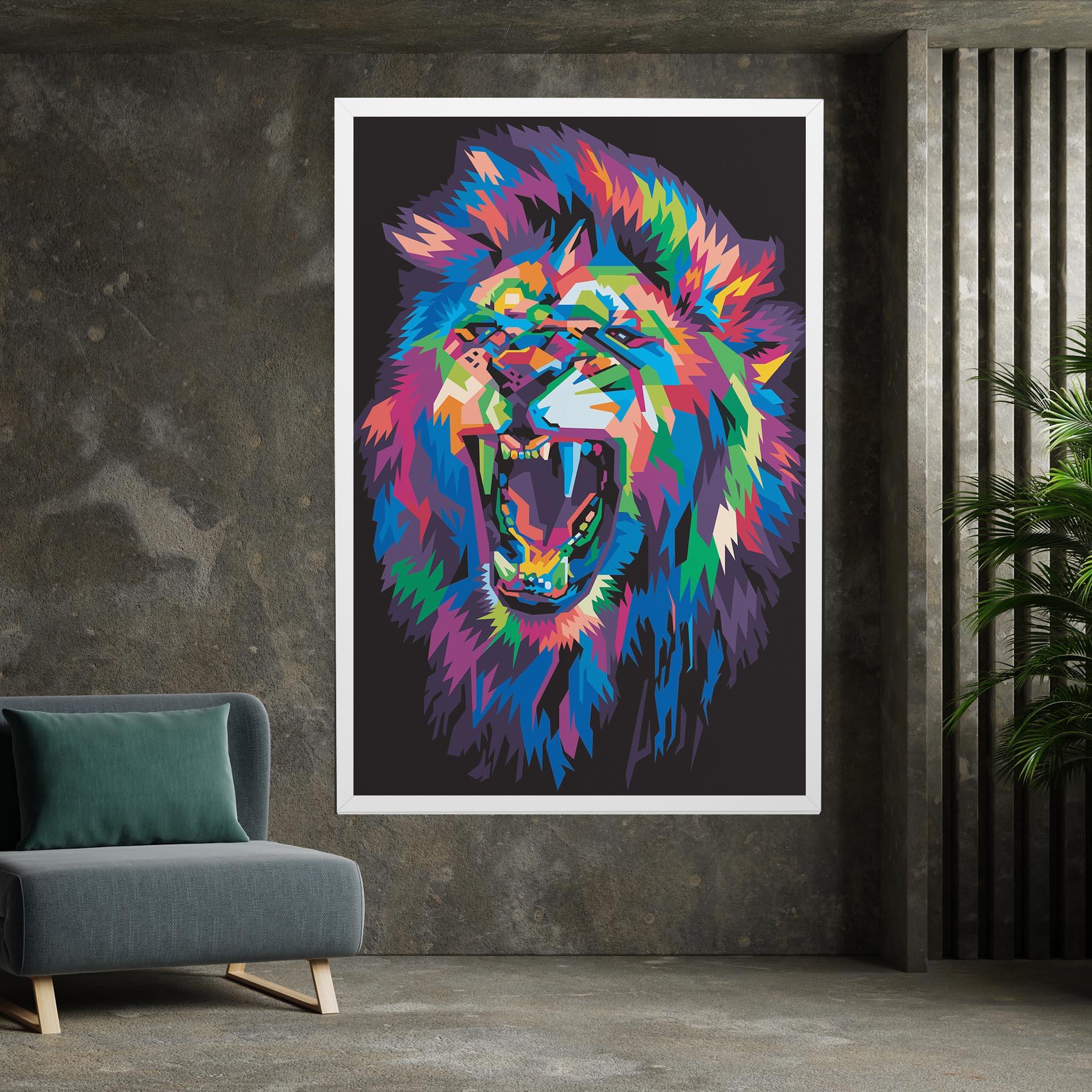 Картина на платно Colorful Lion Head mockup 7