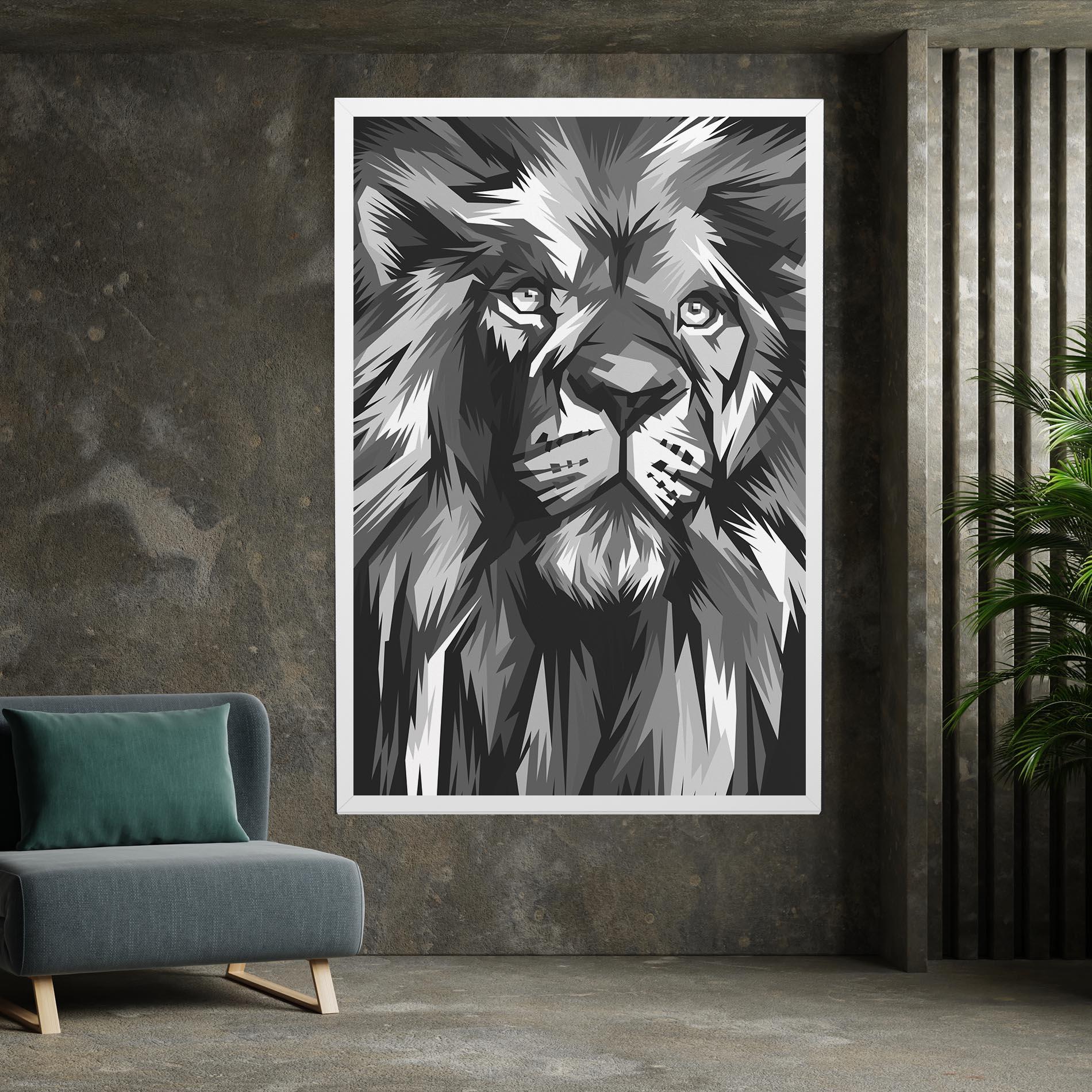 Картина на платно Grey Head Lion mockup 7