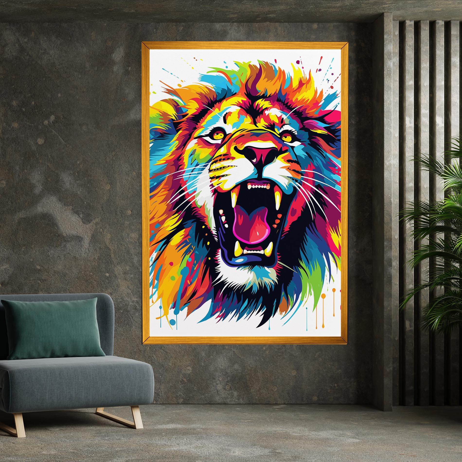 Картина на платно Angry Lion Mix mockup 7