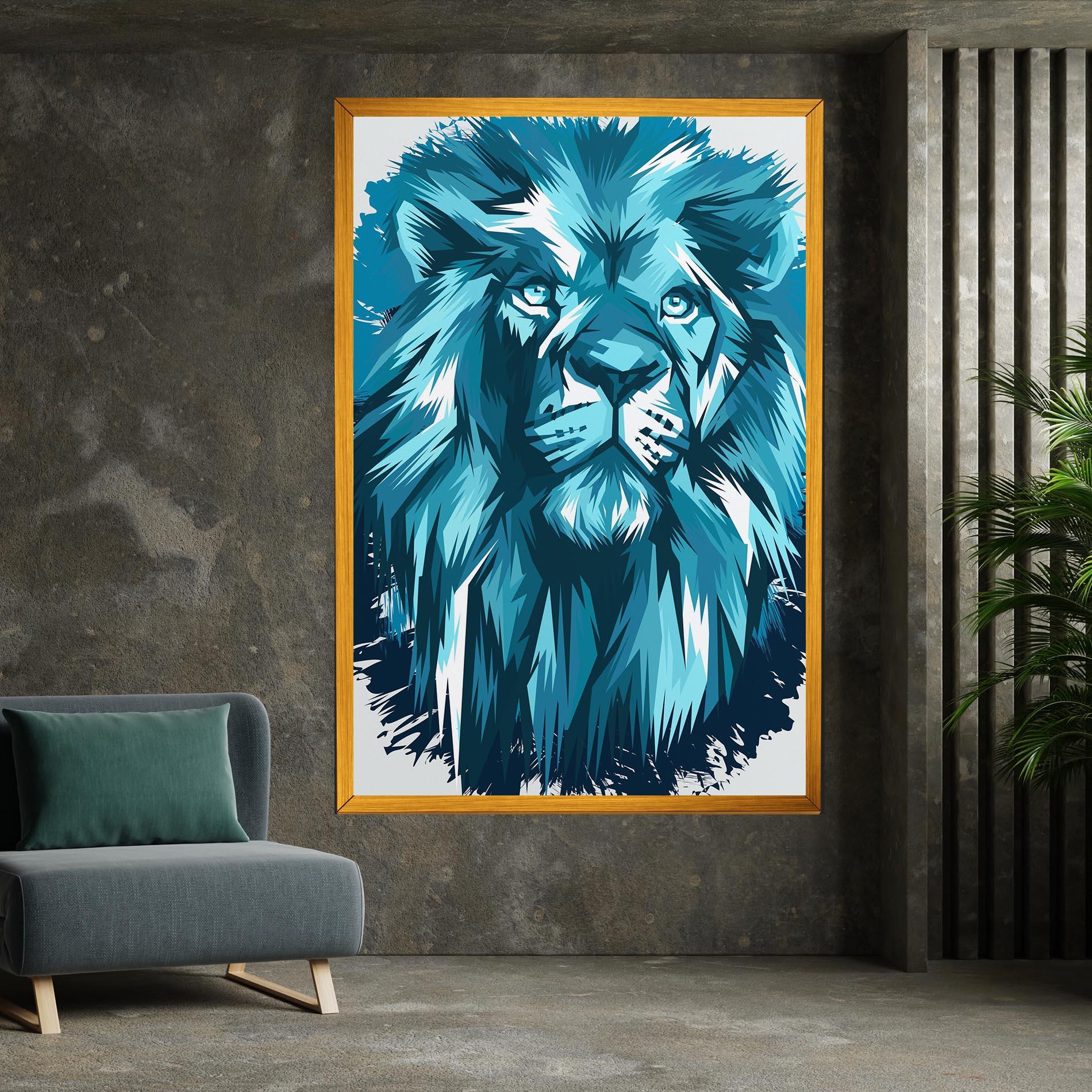 Картина на платно Blue Lion Head mockup 7