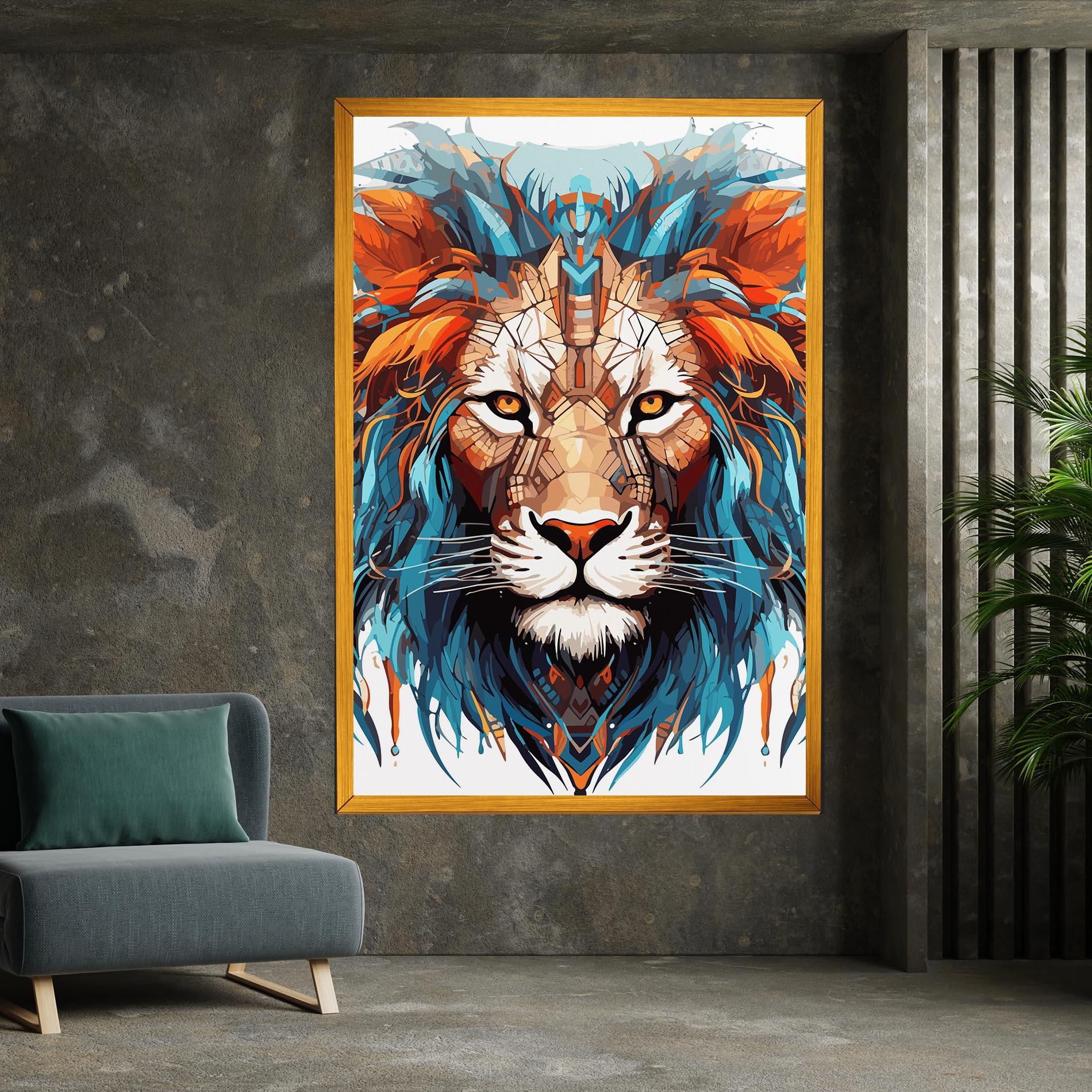 Картина на платно Blue Orange Lion mockup 7