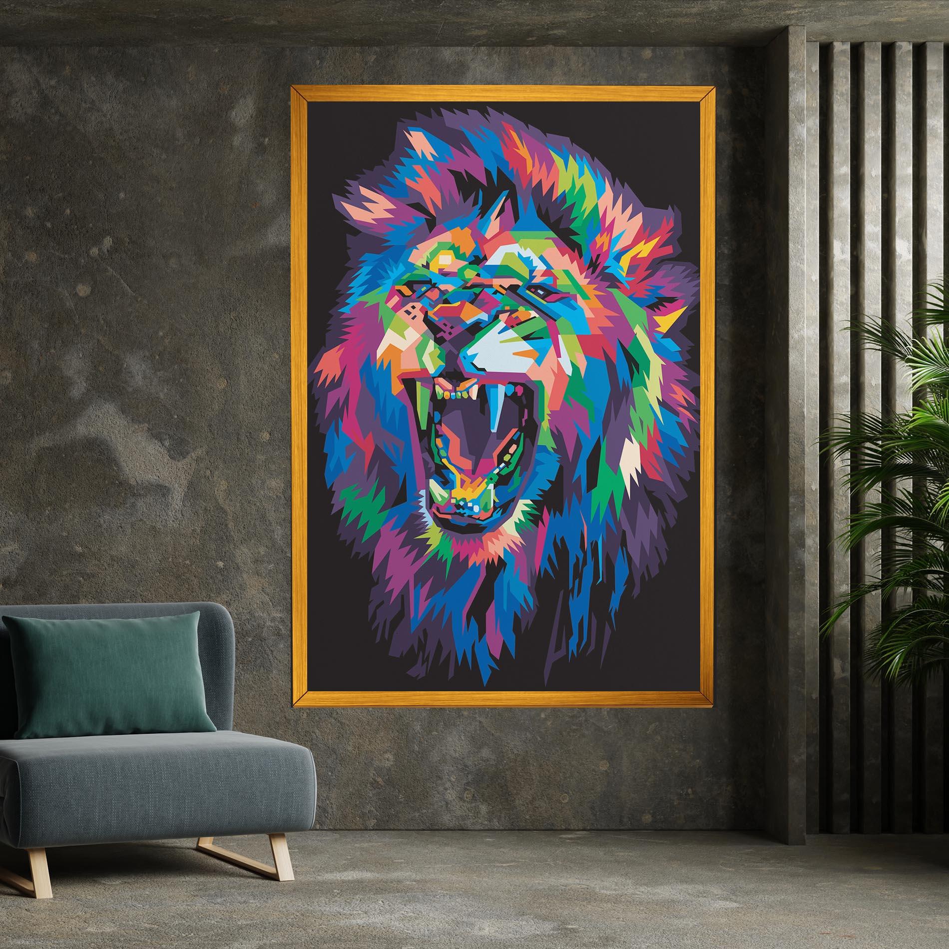 Картина на платно Colorful Lion Head mockup 7