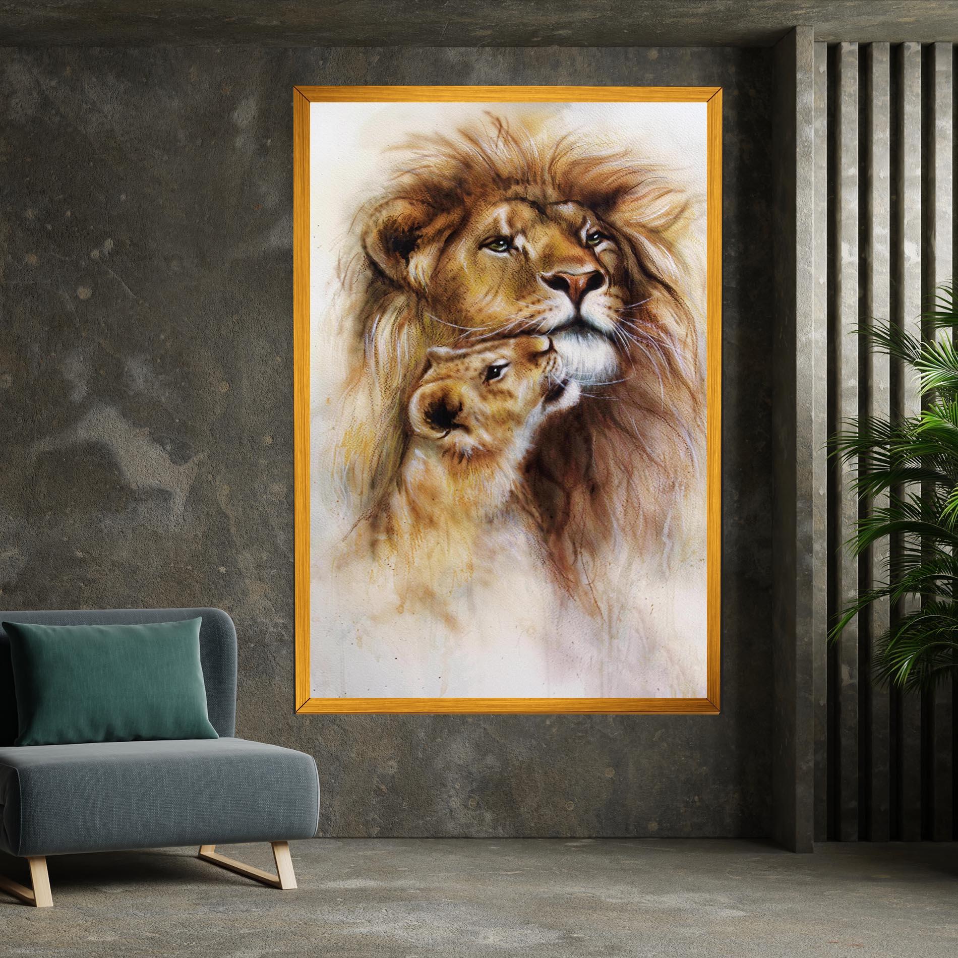 Картина на платно Lion Love mockup 7