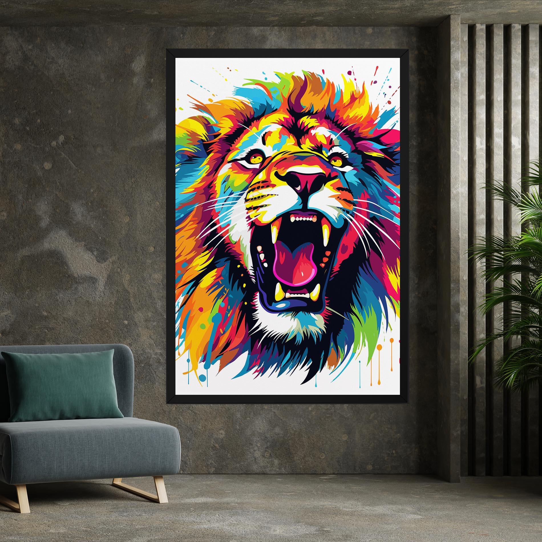 Картина на платно Angry Lion Mix mockup 7