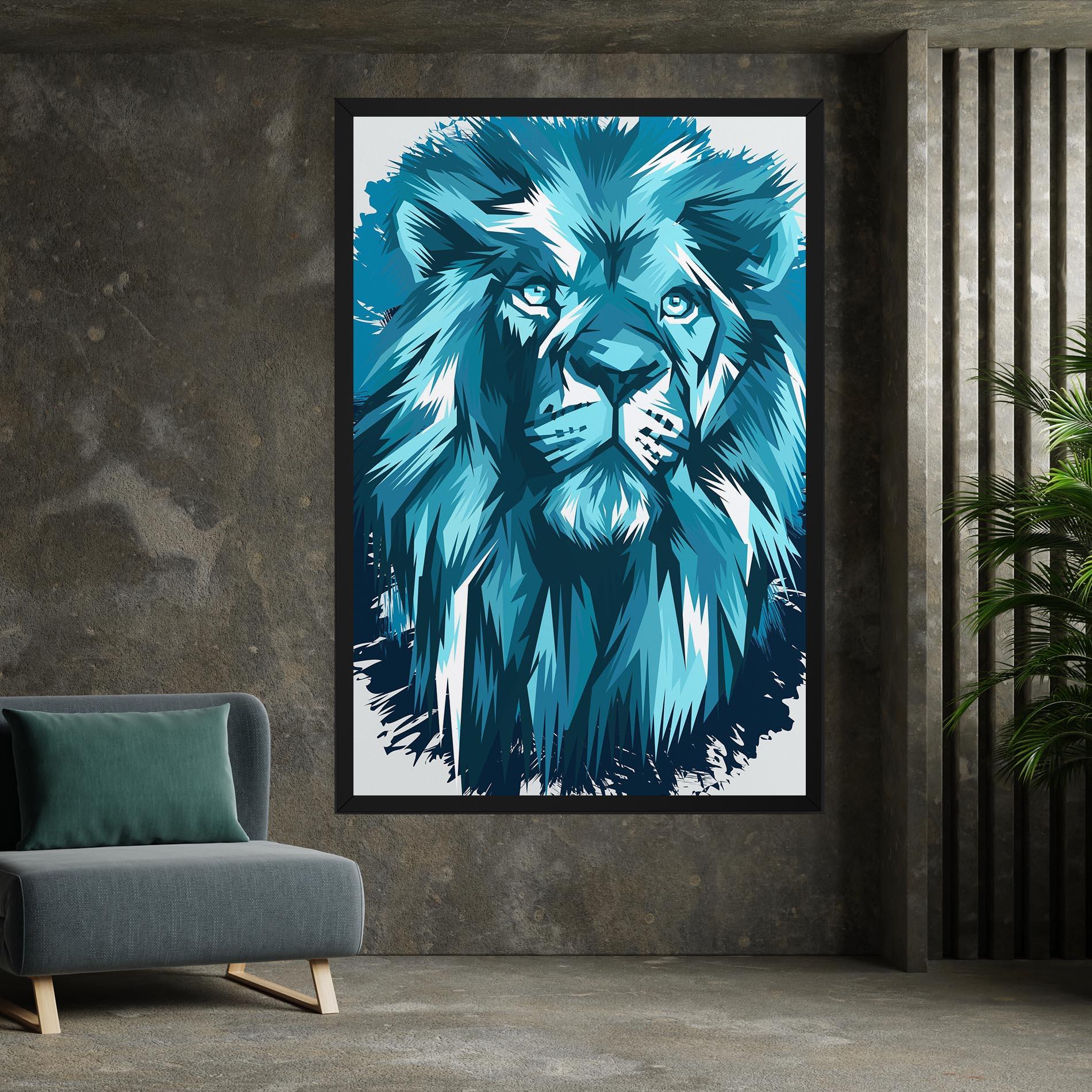 Картина на платно Blue Lion Head mockup 7