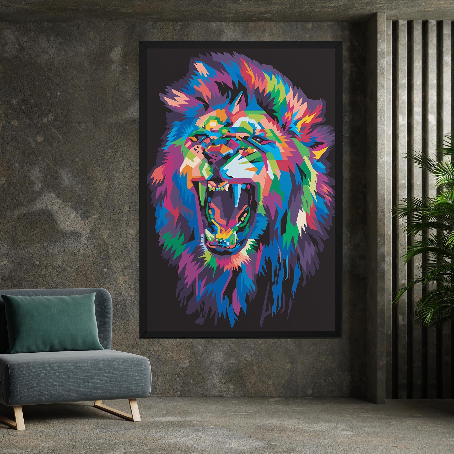 Картина на платно Colorful Lion Head mockup 7