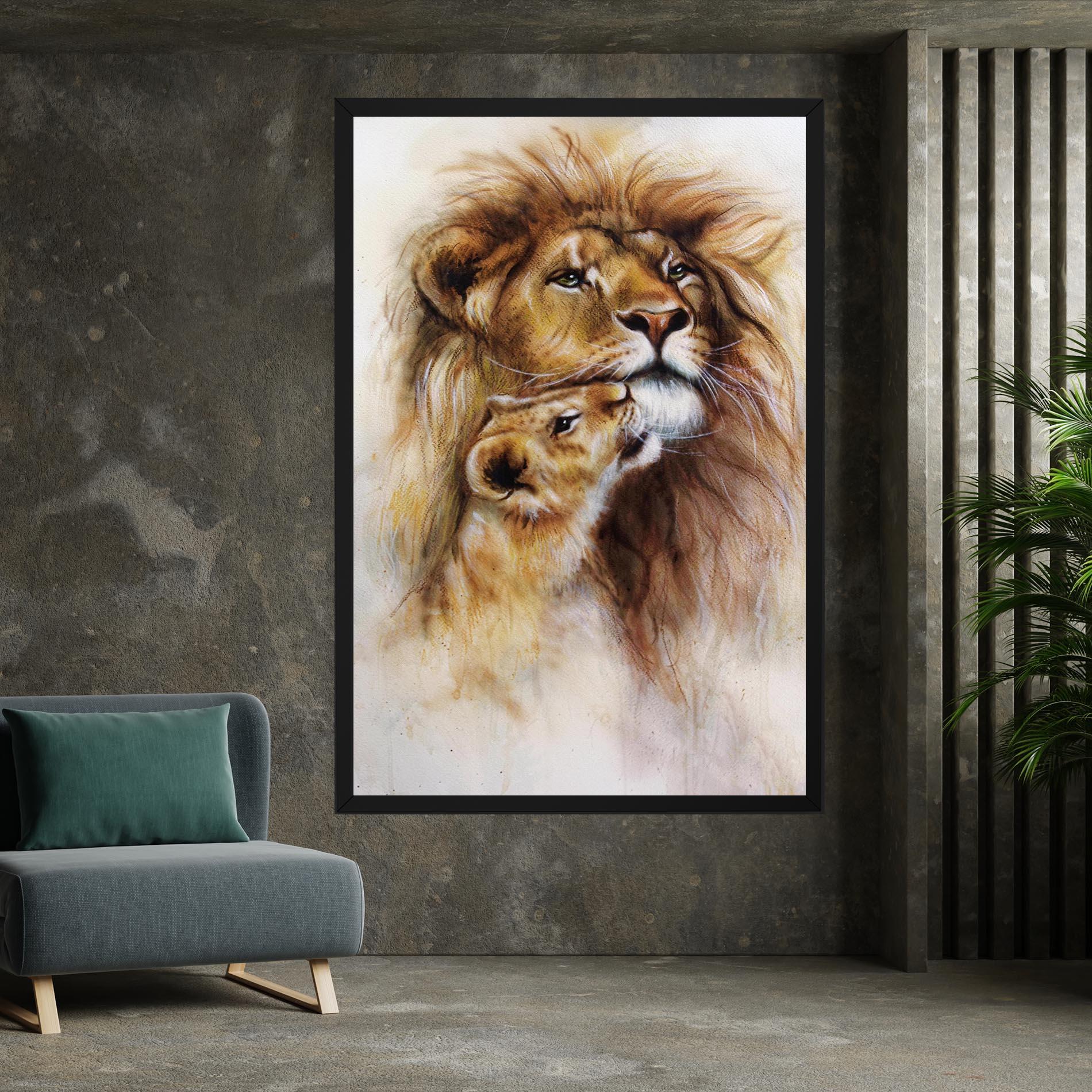 Картина на платно Lion Love mockup 7
